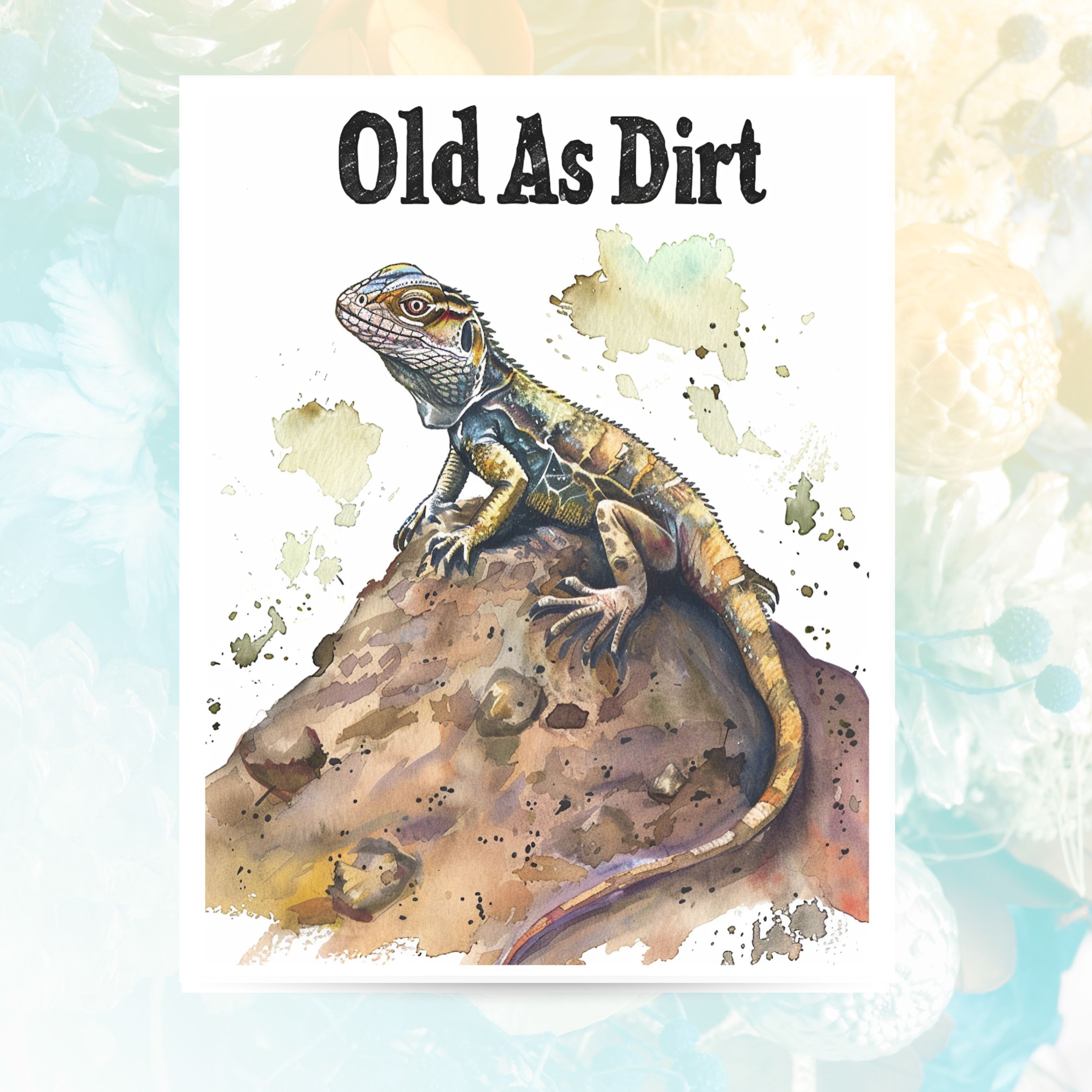 Funny Happy Birthday Card, Old As Dirt Birthday Card, Watercolor Card, Bestie, Husband, Wife, Friend Birthday Greeting Card