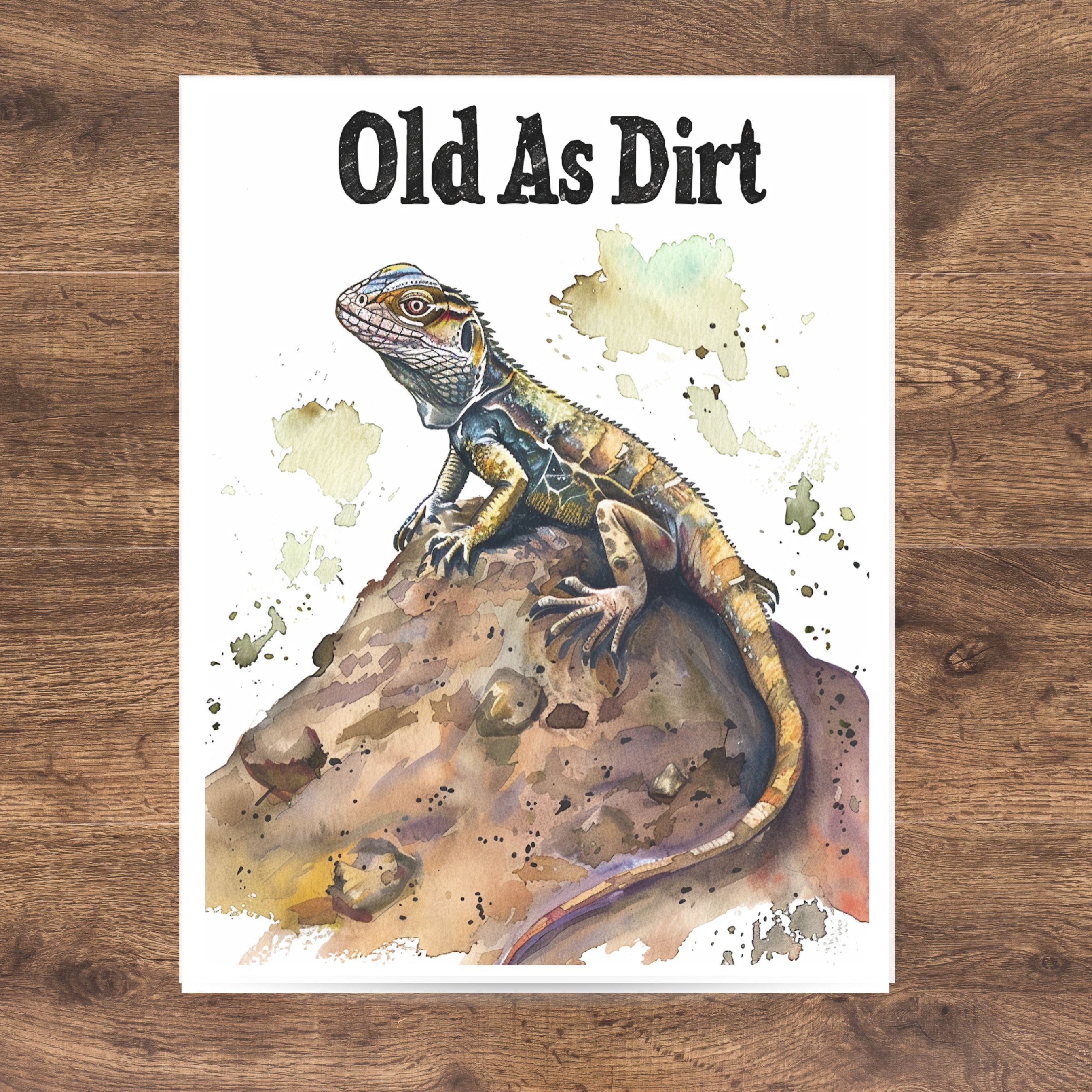 Funny Happy Birthday Card, Old As Dirt Birthday Card, Watercolor Card, Bestie, Husband, Wife, Friend Birthday Greeting Card