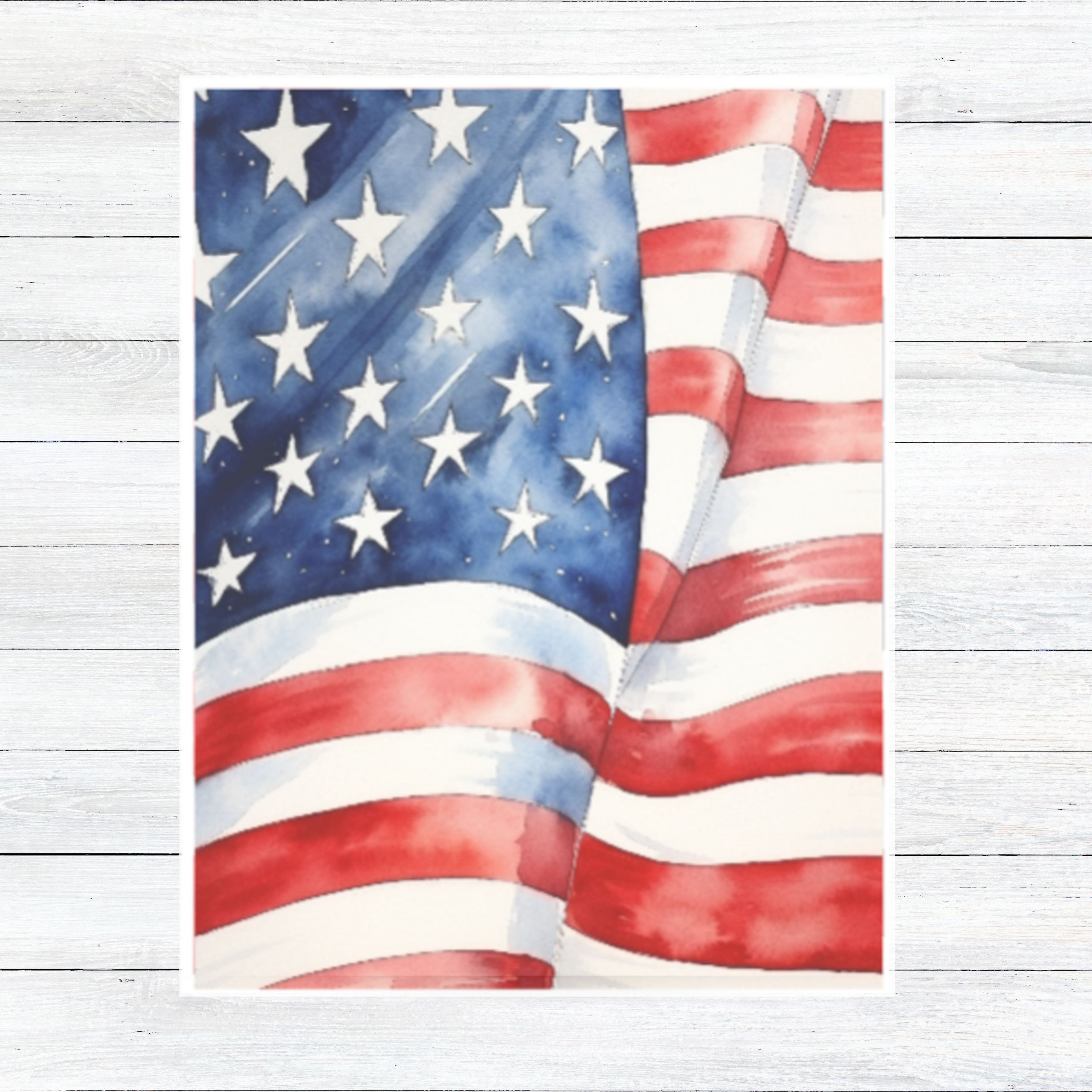 Stars and Stripes Watercolor Card, Patriotic Watercolor Handmade Card, Birthdays Cards, Note Card, Invitation Greeting Card