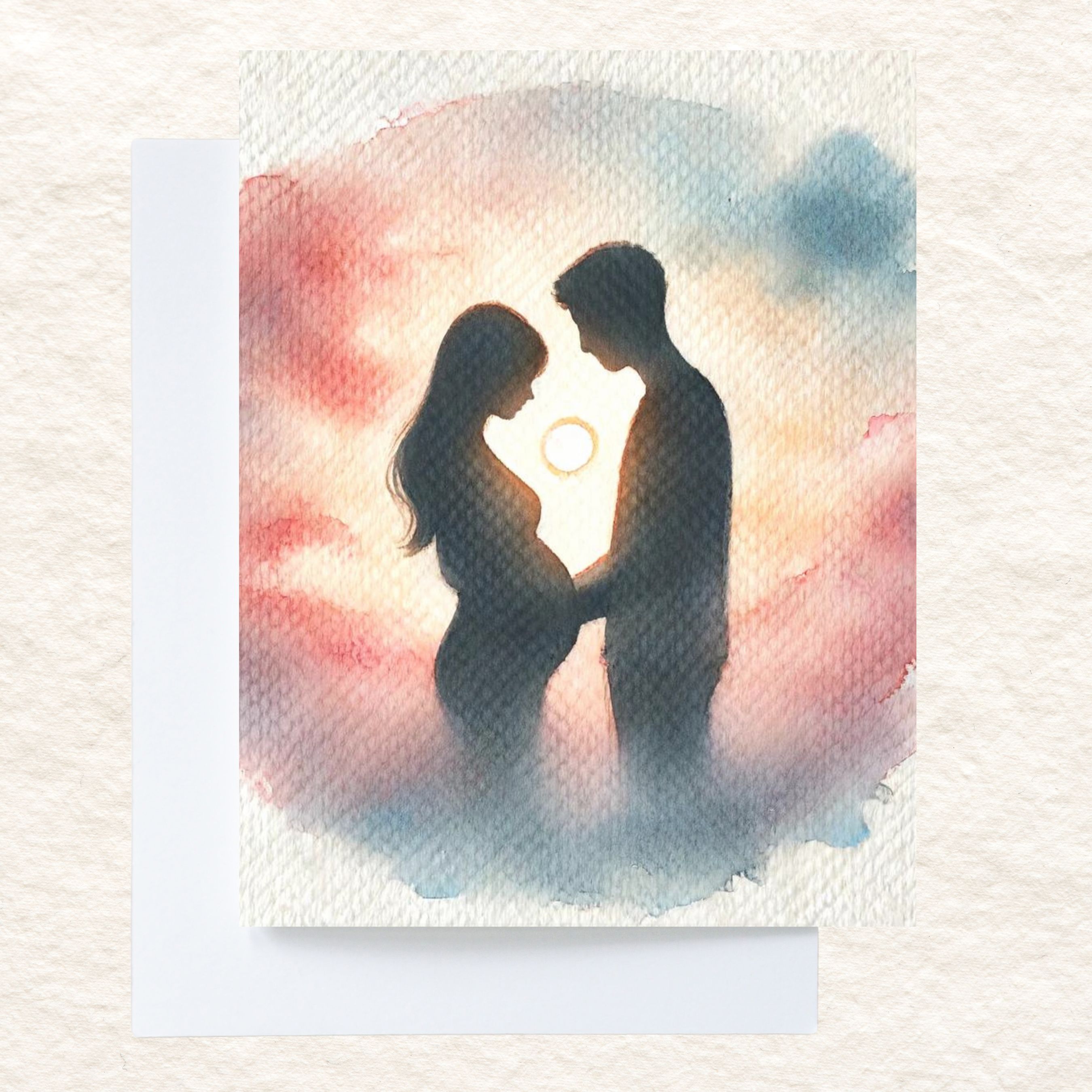 New Beginnings, Watercolor Pregnancy Announcement Card, Celebrate Expectant Joy, Greeting, Note Card, Invitation Greeting Card