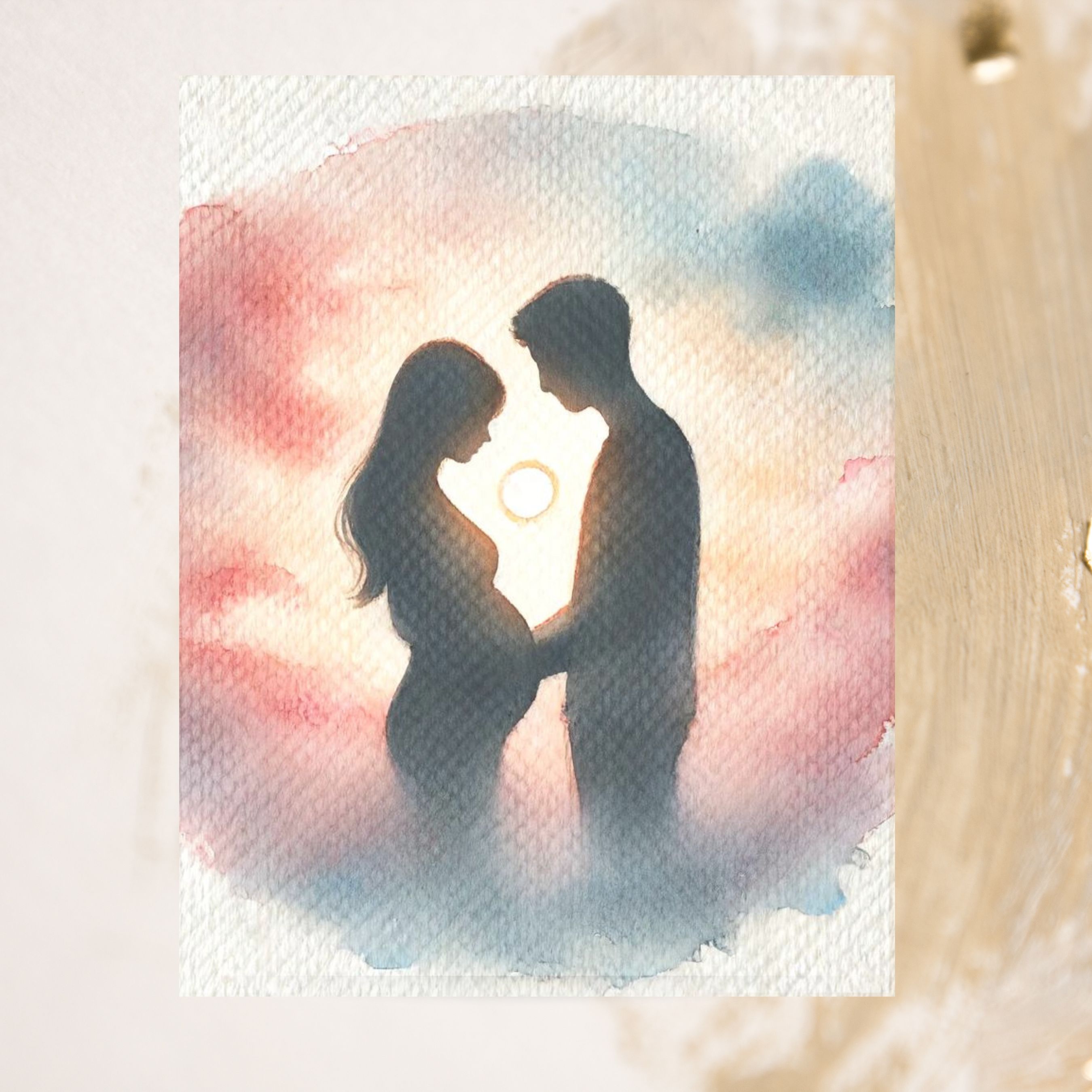 New Beginnings, Watercolor Pregnancy Announcement Card, Celebrate Expectant Joy, Greeting, Note Card, Invitation Greeting Card