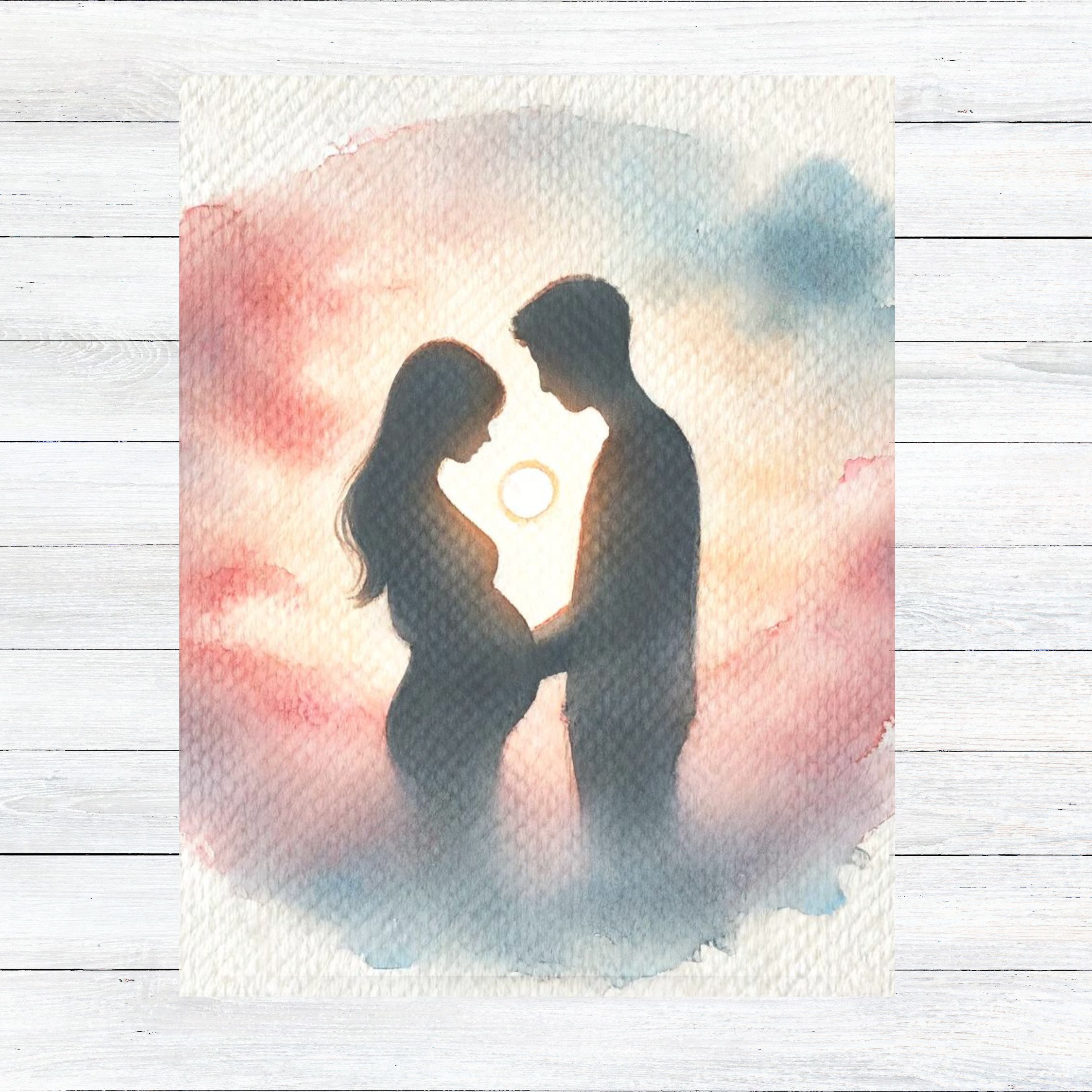 New Beginnings, Watercolor Pregnancy Announcement Card, Celebrate Expectant Joy, Greeting, Note Card, Invitation Greeting Card