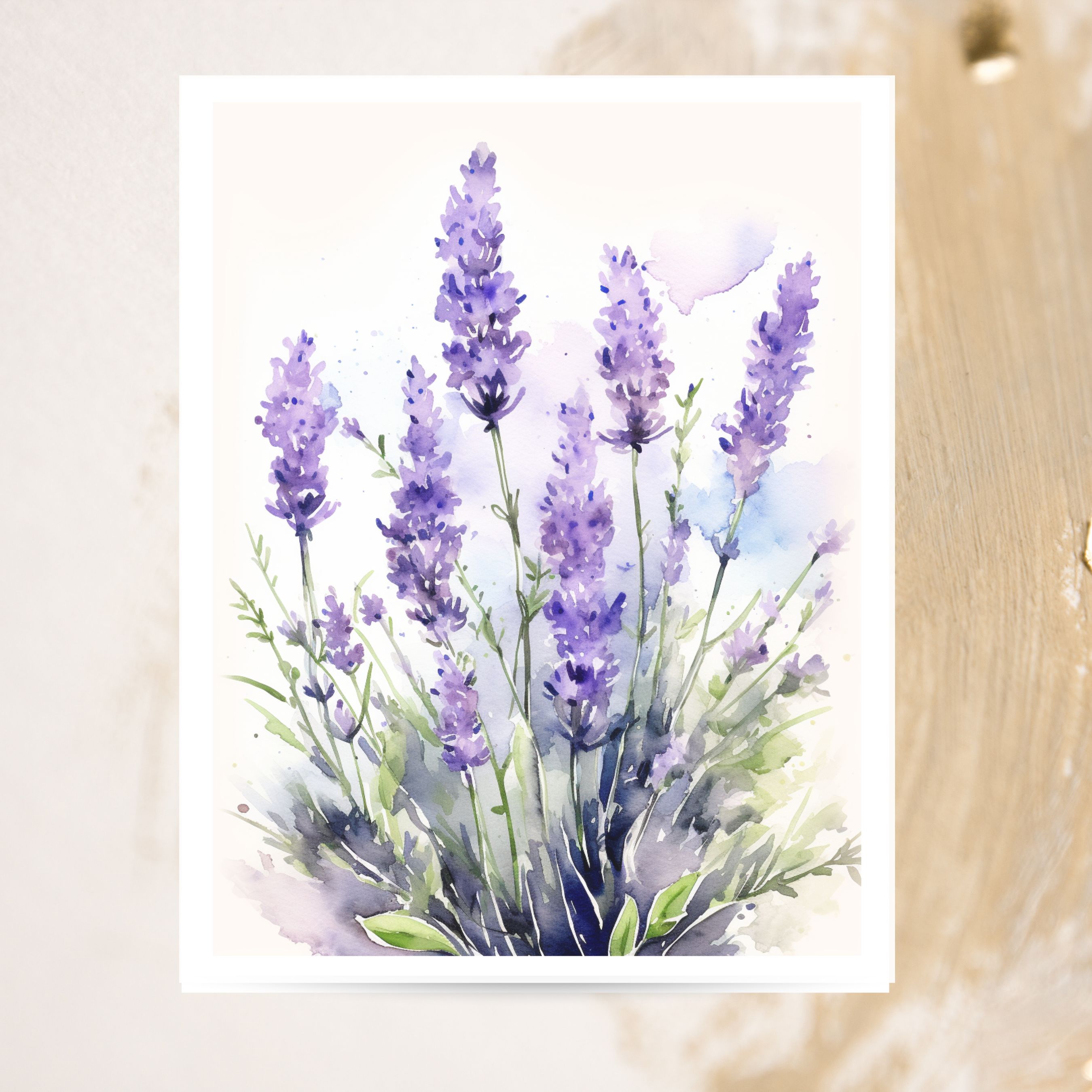 Lavender Fields Watercolor Greeting Card, Purple Flower Stationery, Note Card Greeting, Thank You, All Occasion, Birthday Card, Invitations