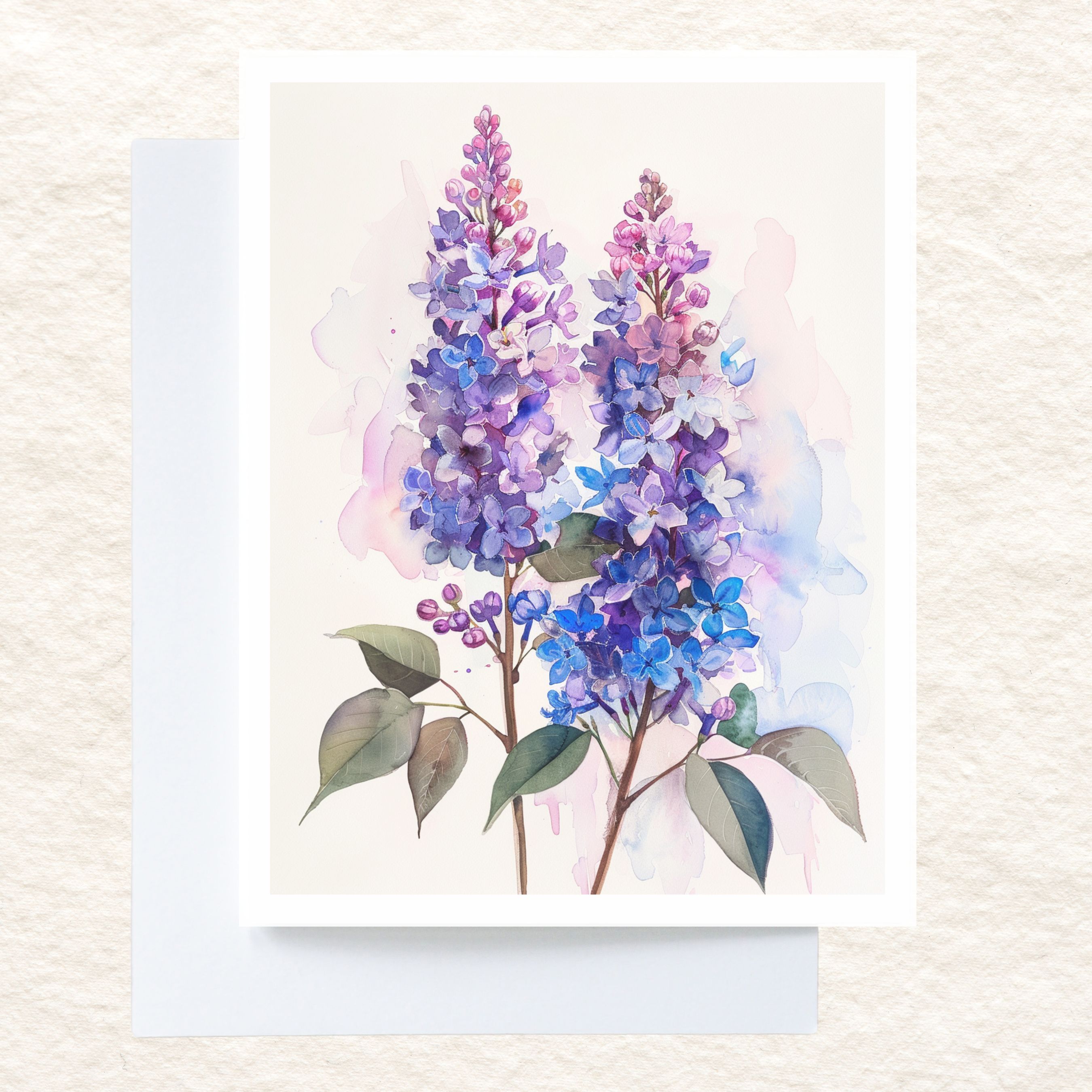 Spring Lilac Watercolor Greeting Card, Purple and Pink Floral Note Card Flower Stationery, Note Card Greeting, Thank You, All Occasion, Birthday Card, Invitations