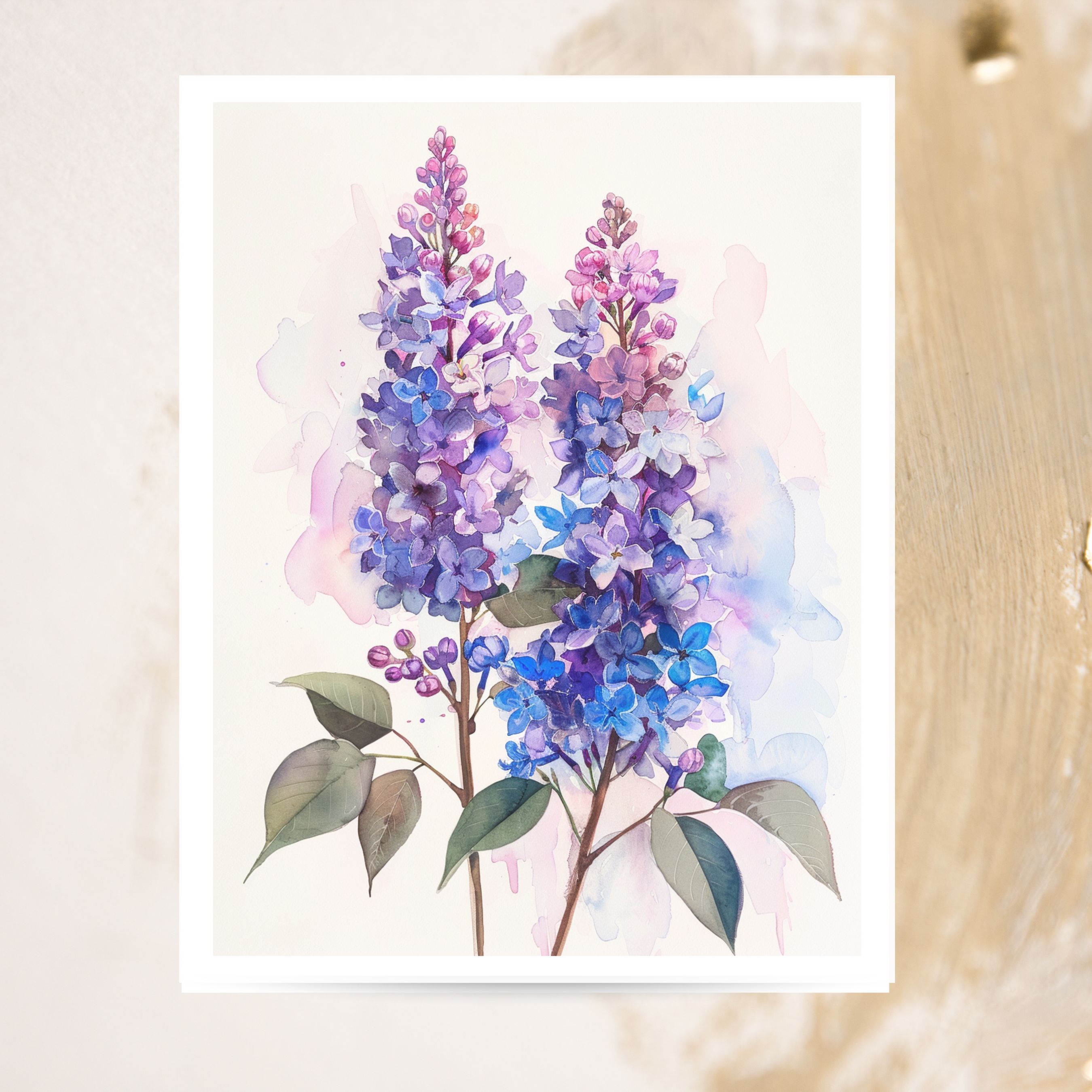 Spring Lilac Watercolor Greeting Card, Purple and Pink Floral Note Card Flower Stationery, Note Card Greeting, Thank You, All Occasion, Birthday Card, Invitations
