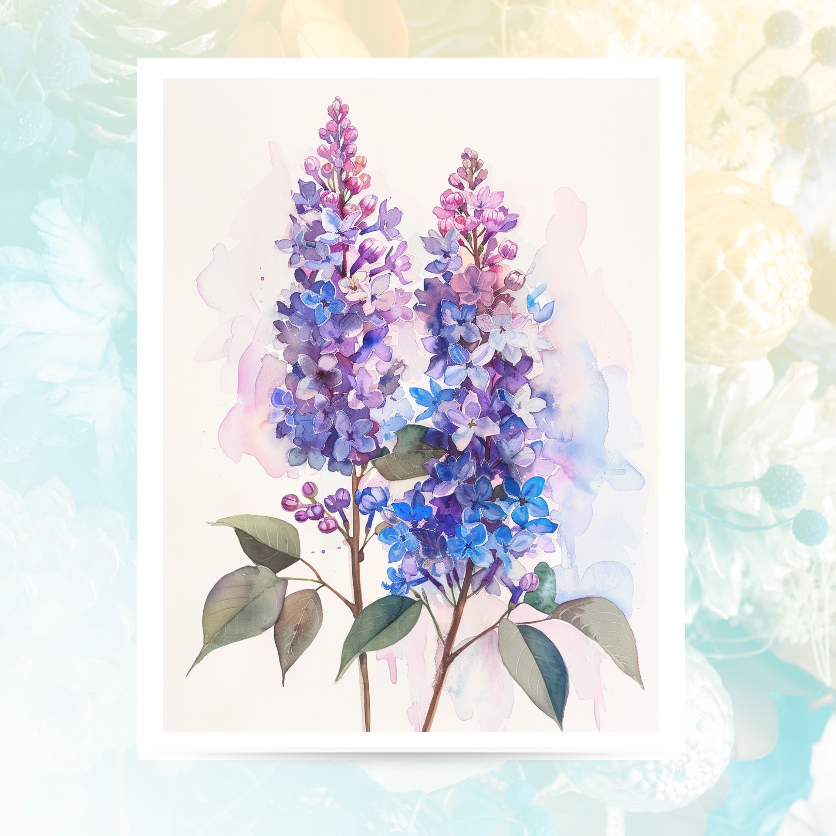 Spring Lilac Watercolor Greeting Card, Purple and Pink Floral Note Card Flower Stationery, Note Card Greeting, Thank You, All Occasion, Birthday Card, Invitations