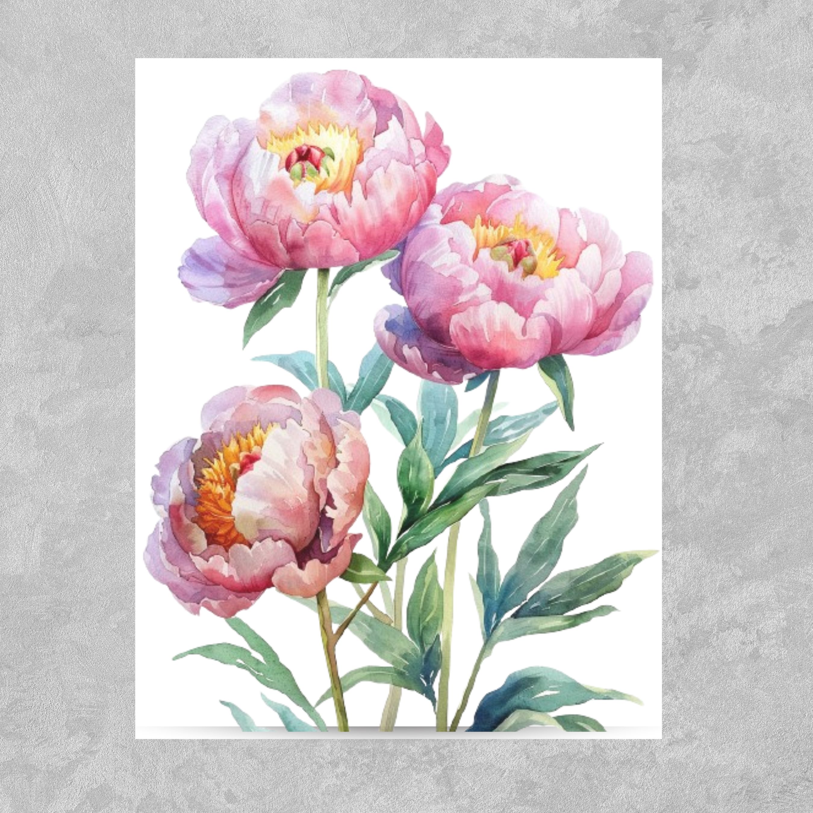 Pastel Peony Watercolor Greeting Card, Soft Pink Floral Art, Elegant Botanical Floral Note Card Flower Stationery, Note Card Greeting, Thank You, All Occasion, Birthday Card, Invitations