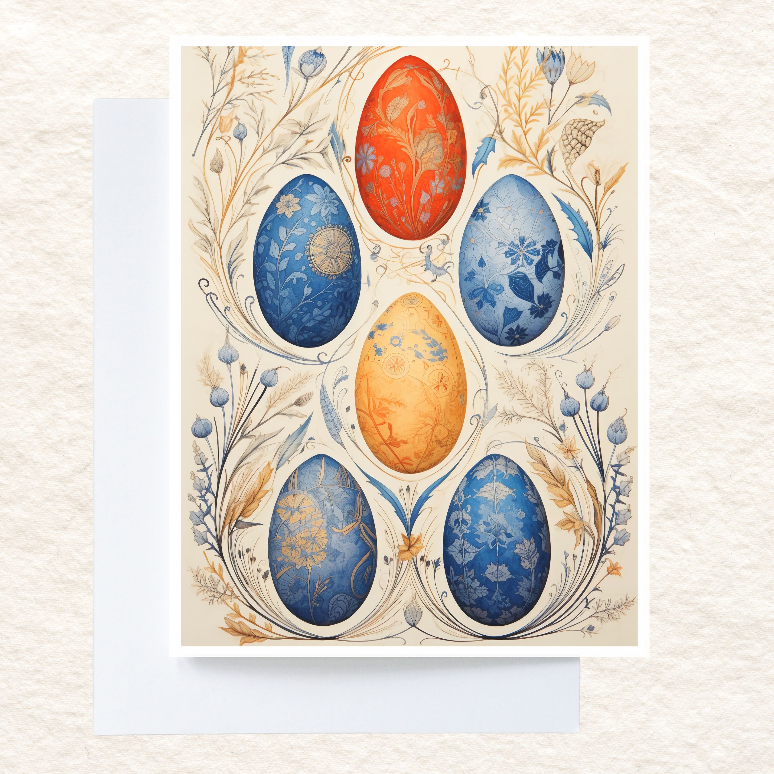 Painted Eggs Greeting Card, 2nd In Series, Watercolor, Note Card Greeting, Thank You, All Occasion, Birthday Card, Invitations