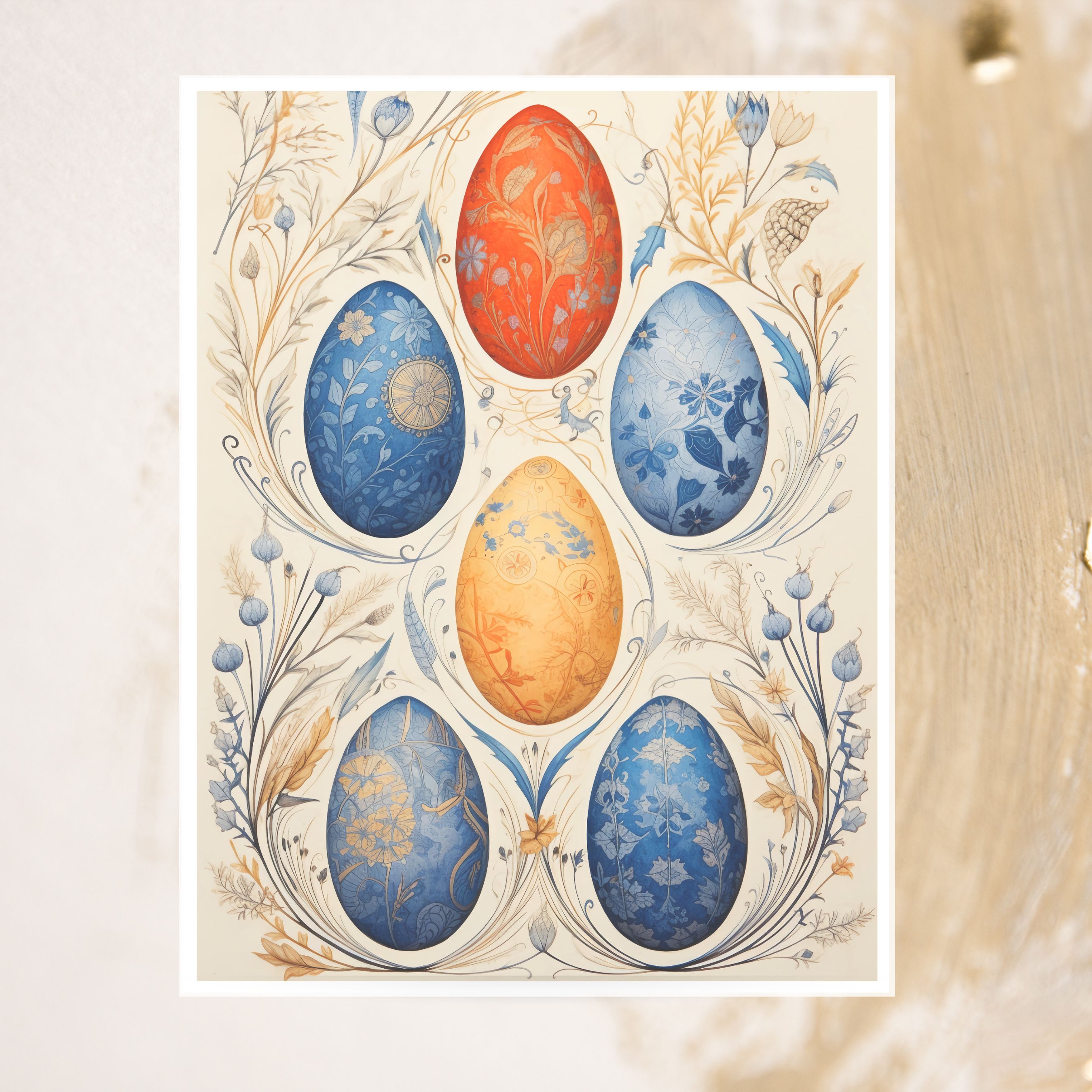 Painted Eggs Greeting Card, 2nd In Series, Watercolor, Note Card Greeting, Thank You, All Occasion, Birthday Card, Invitations