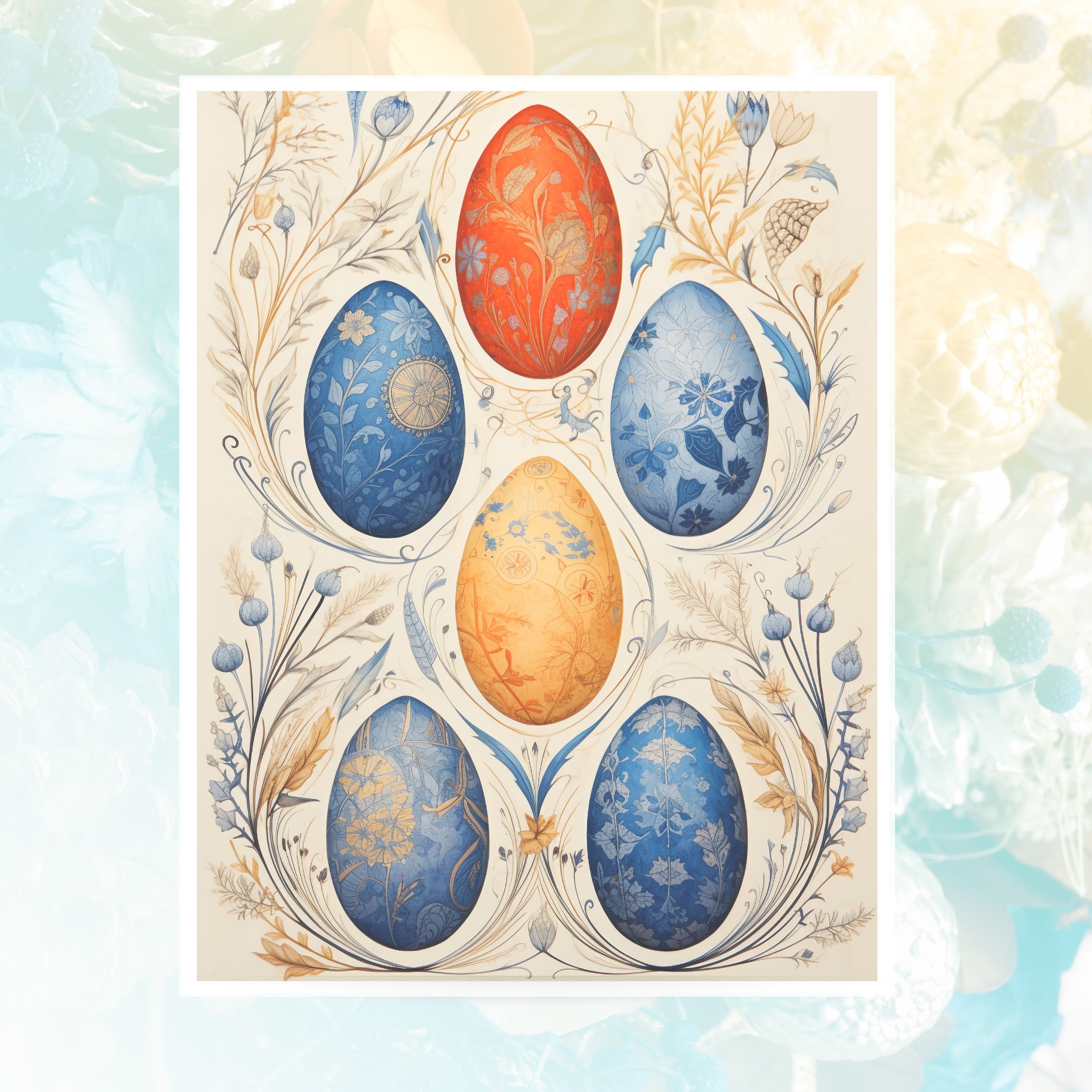 Painted Eggs Greeting Card, 2nd In Series, Watercolor, Note Card Greeting, Thank You, All Occasion, Birthday Card, Invitations