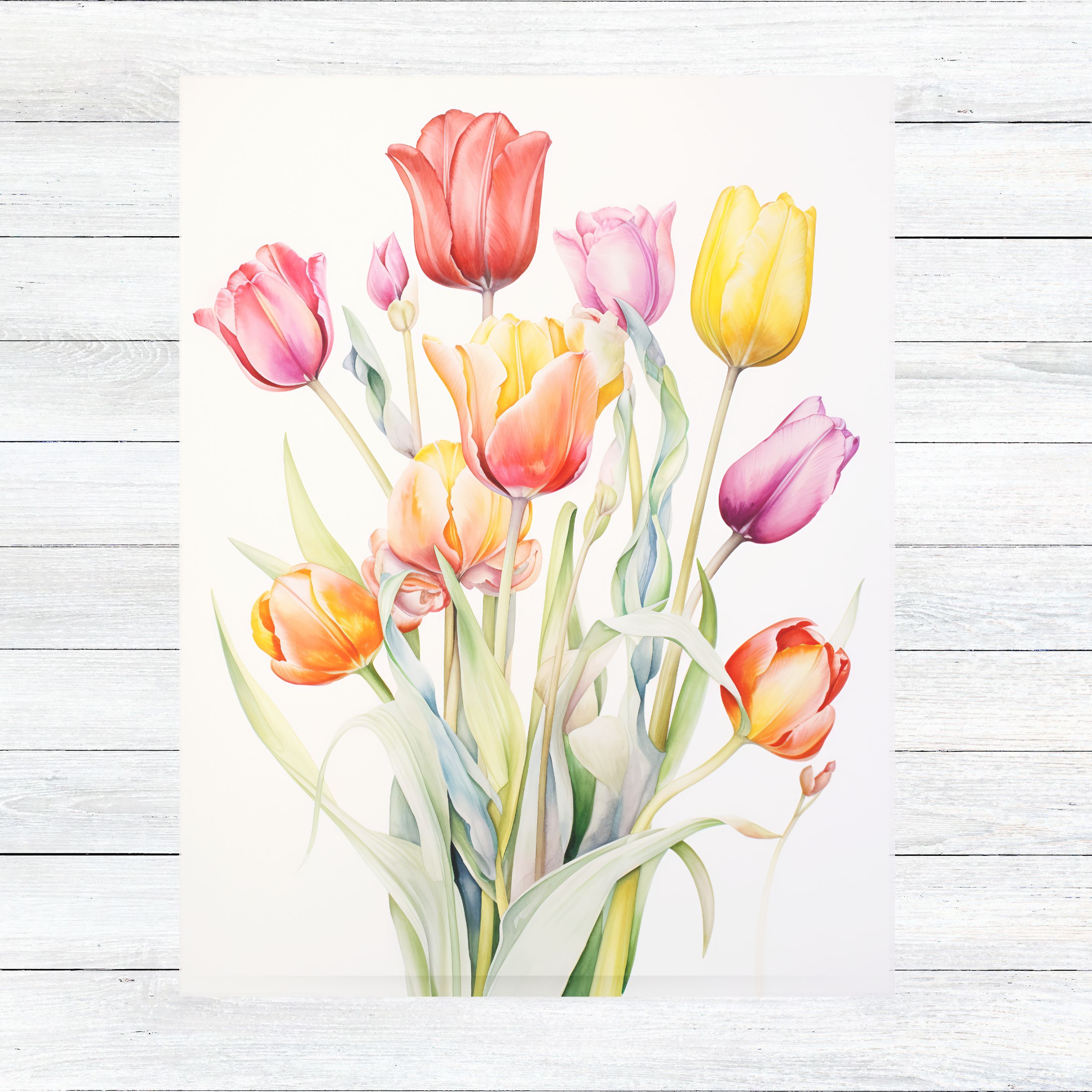 Tulip Flowers Greeting Card, Watercolor Painted Tulips Watercolor, Note Card Greeting, Thank You, All Occasion, Birthday Card, Invitations