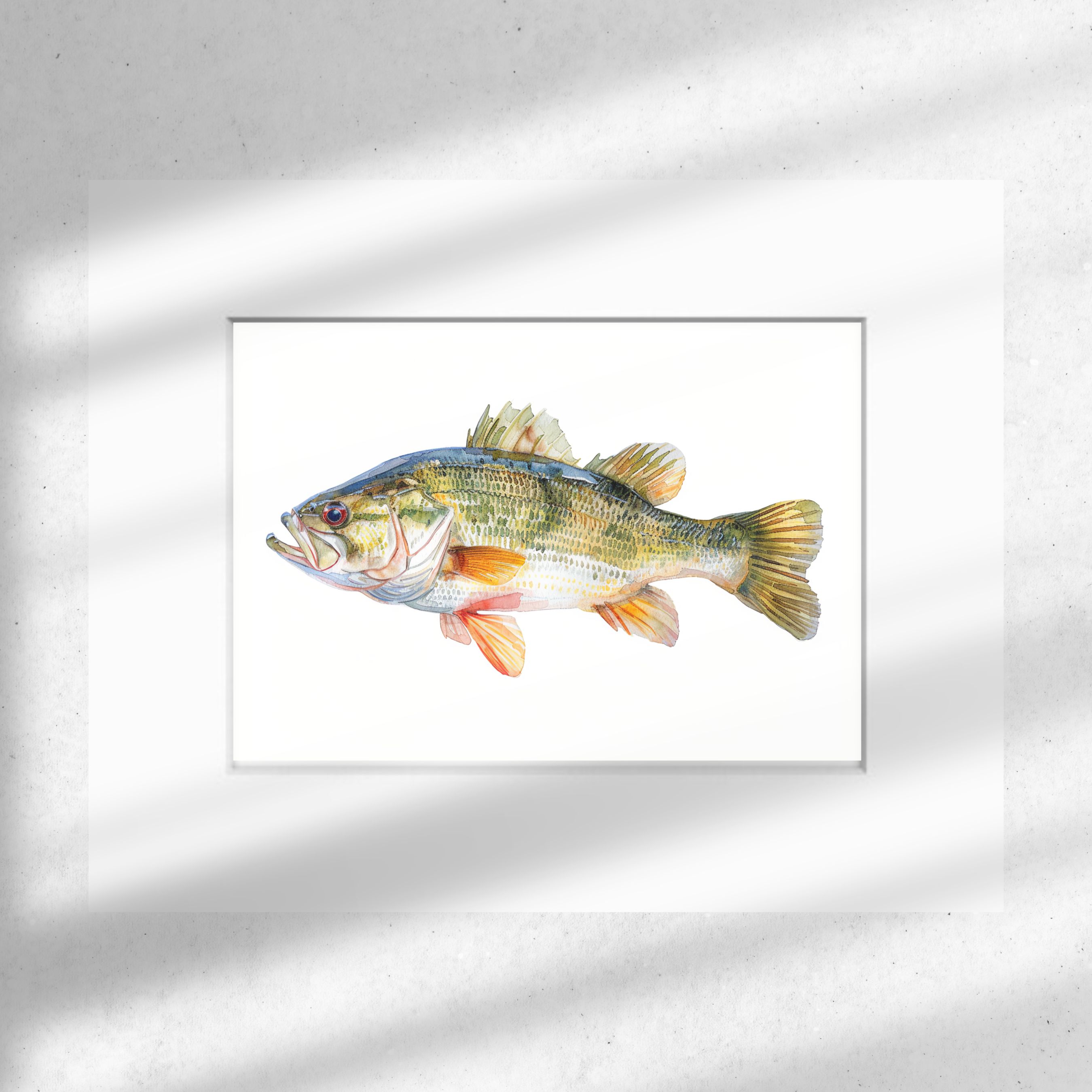 Bass Watercolor Art Print, Freshwater Fish Wall Decor, Fly Fishing Enthusiast Gift, High Quality Art Print, Original Art