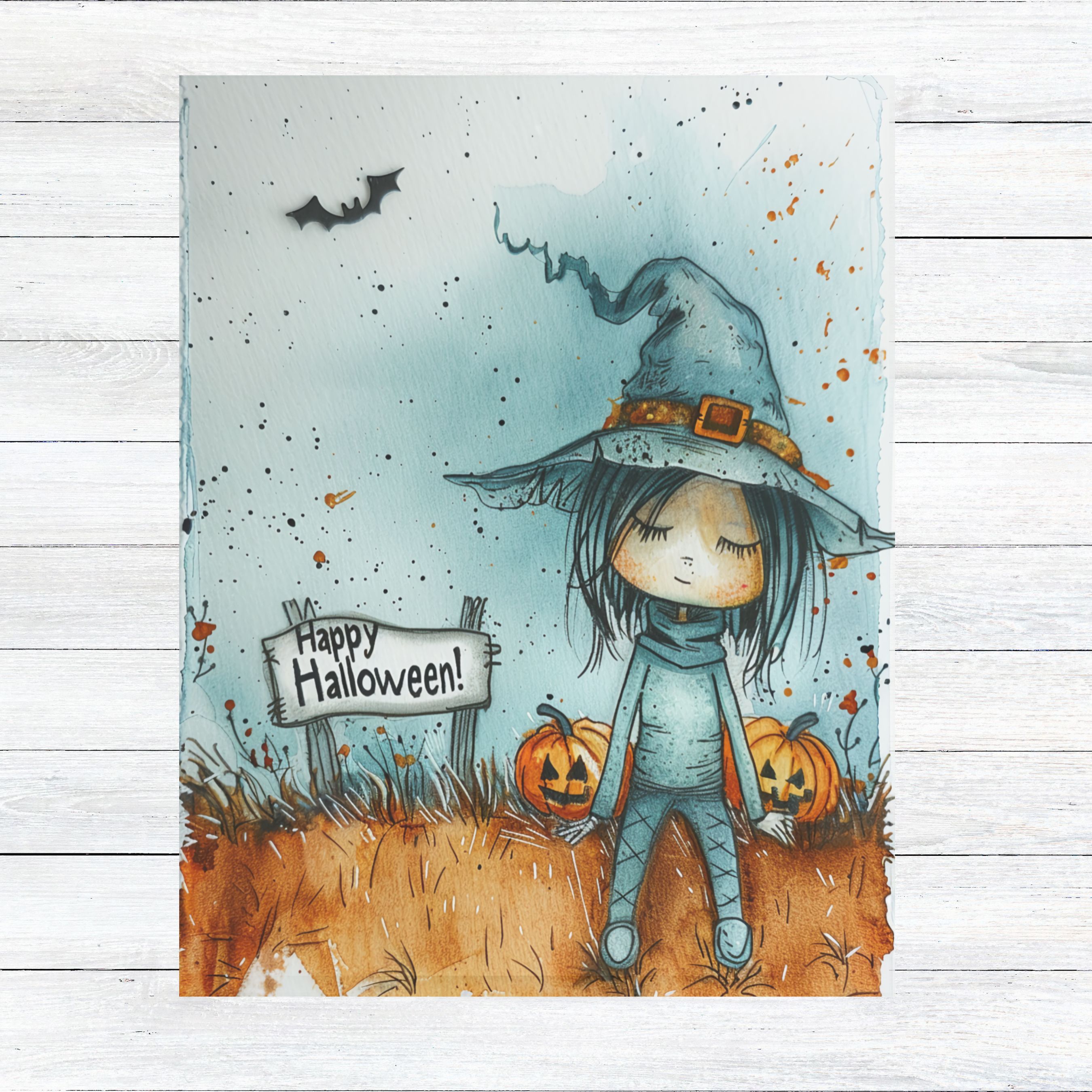 Happy Halloween! Whimsical Witch Watercolor, Spooky Season Card, Note Card Greeting, Thank You, All Occasion, Birthday Card, Invitations