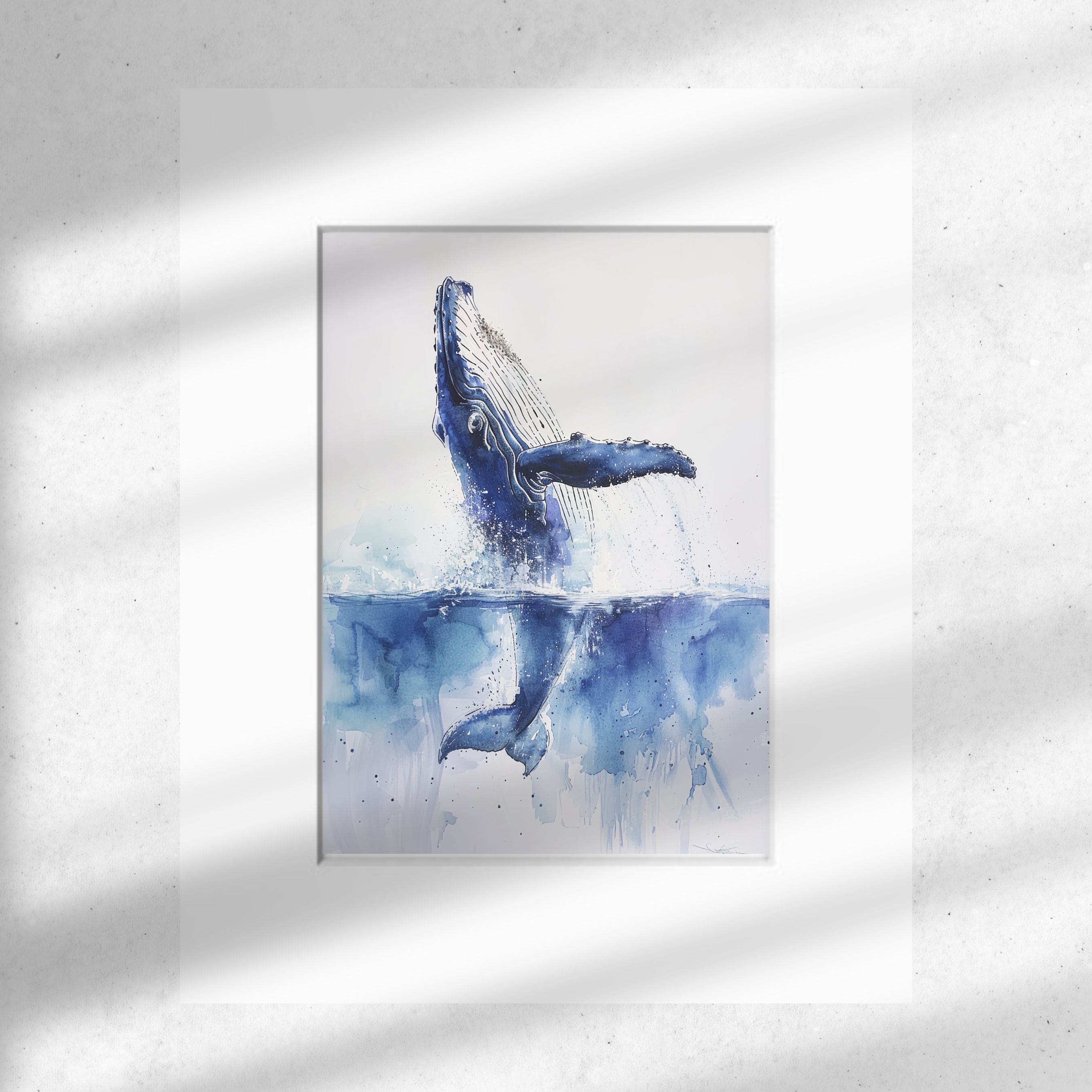 Humpback Whale Majesty, Watercolor Art Print, Marine Life, Ocean Scene, Watercolor High Quality Art Print, Original Art