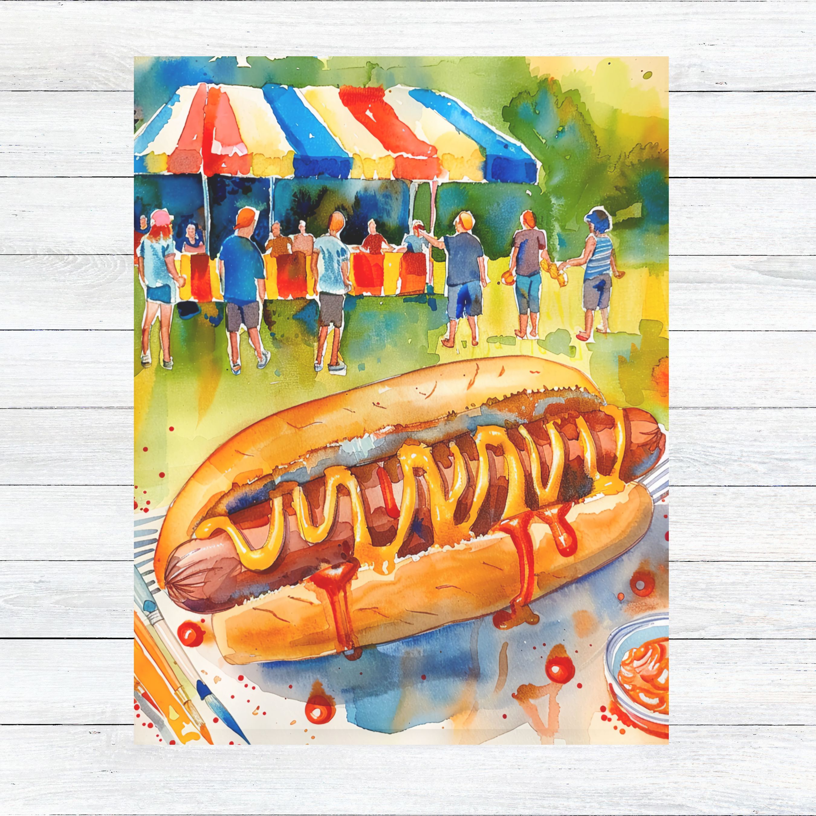 National Hot Dog Day Card, Fun BBQ Party, Summer Celebration, Watercolor Art, Set of Three, Handmade Card, Watercolor Card Note Card, Thank You, Birthday Card, Invitations