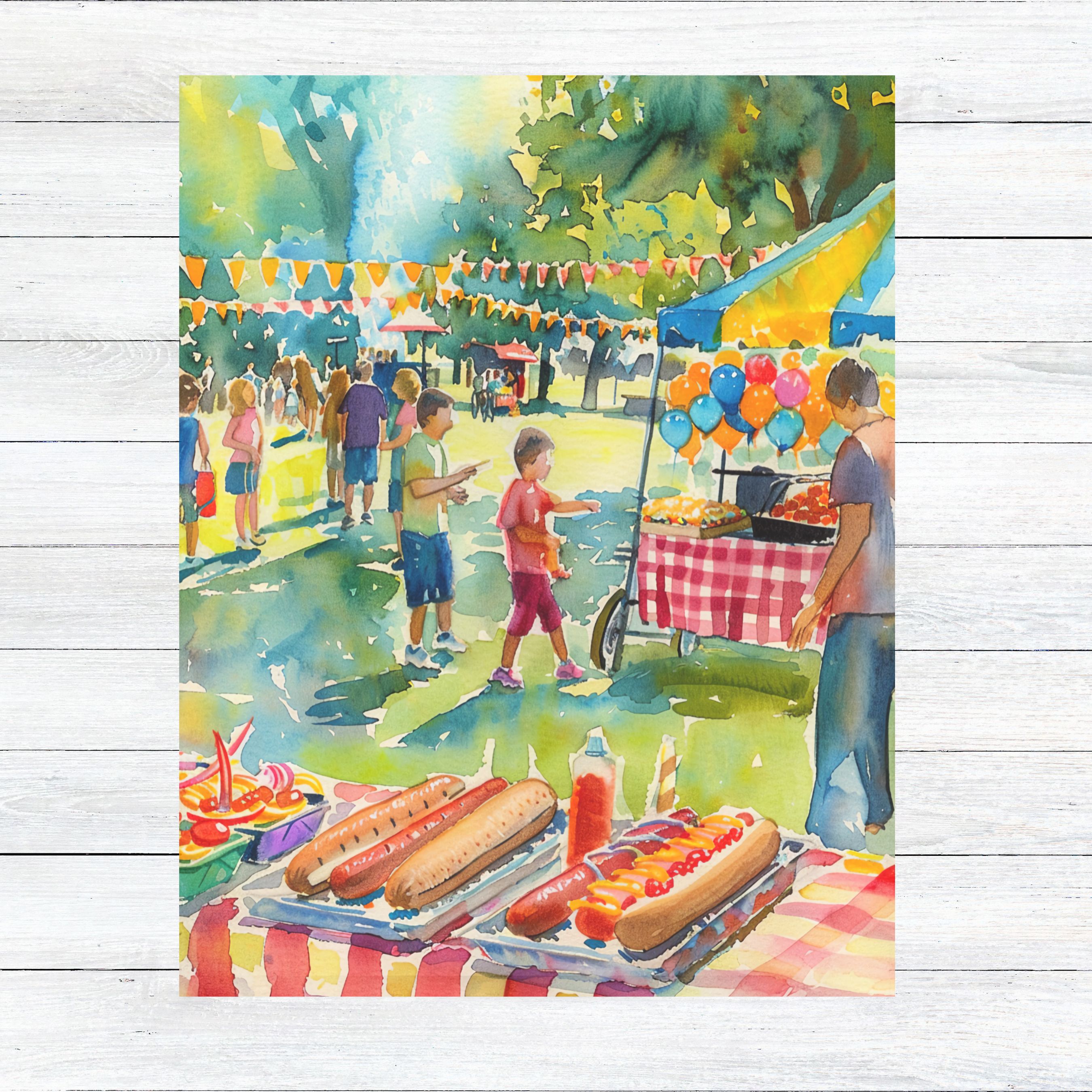 BBQ Fun with Friends Card, National Hot Dog Day, Watercolor Art, Summer Party, Handmade Card, Watercolor Card Note Card, Thank You, Birthday Card, Invitations