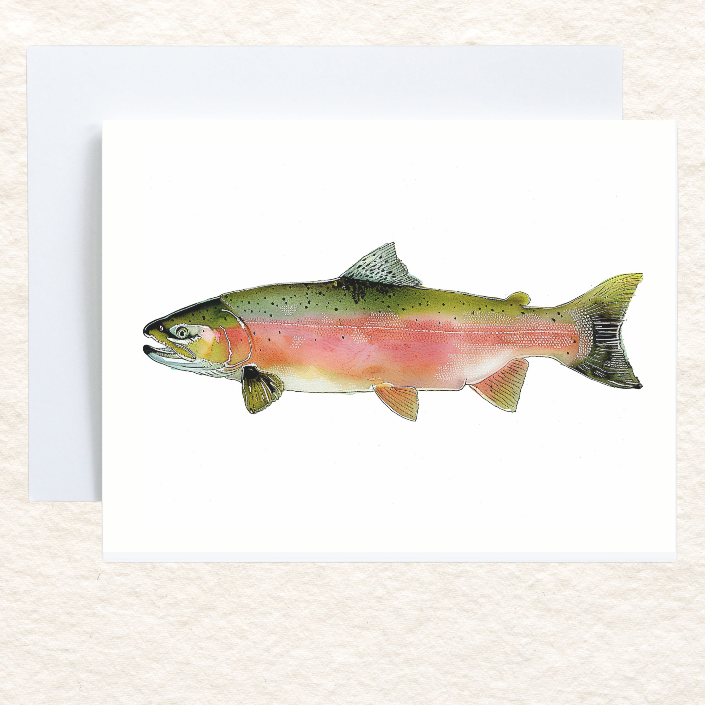 Majestic Pink Salmon Fish Greeting Card, Ideal for Fishing Enthusiasts and Wildlife Admirers, Note Card, All Occasion, Birthday Card, Invitations