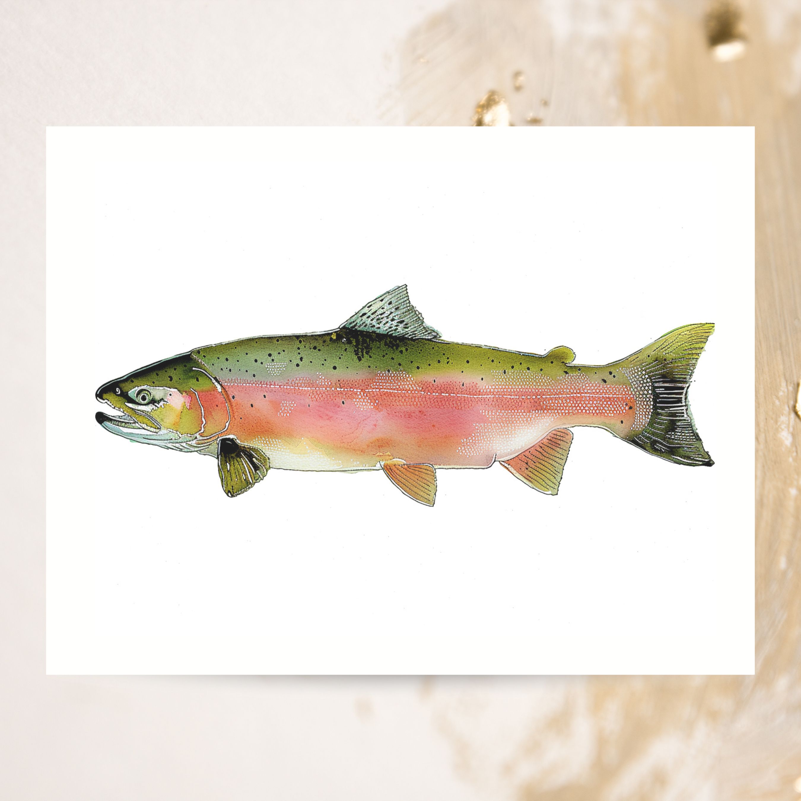 Majestic Pink Salmon Fish Greeting Card, Ideal for Fishing Enthusiasts and Wildlife Admirers, Note Card, All Occasion, Birthday Card, Invitations