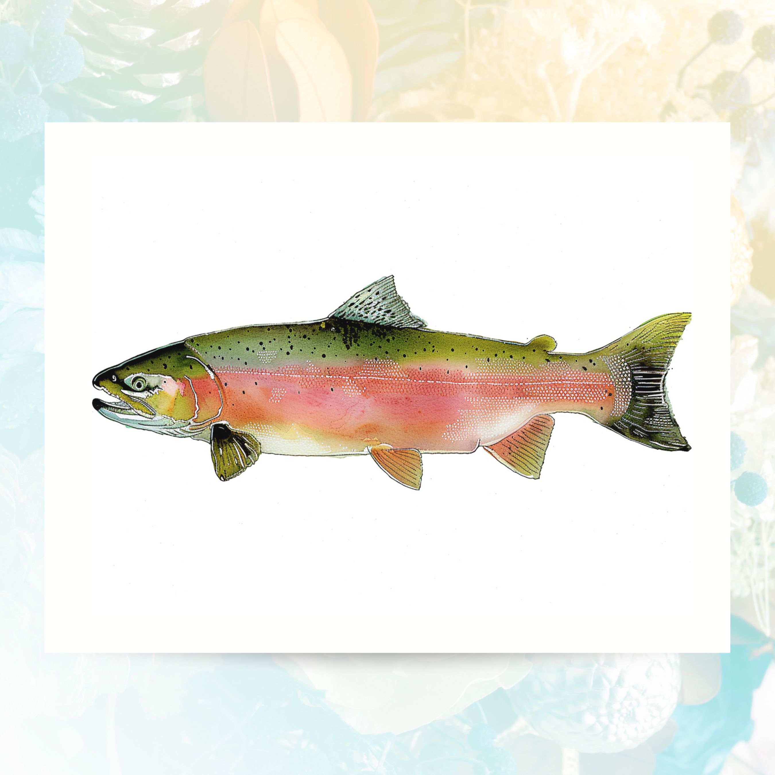 Majestic Pink Salmon Fish Greeting Card, Ideal for Fishing Enthusiasts and Wildlife Admirers, Note Card, All Occasion, Birthday Card, Invitations