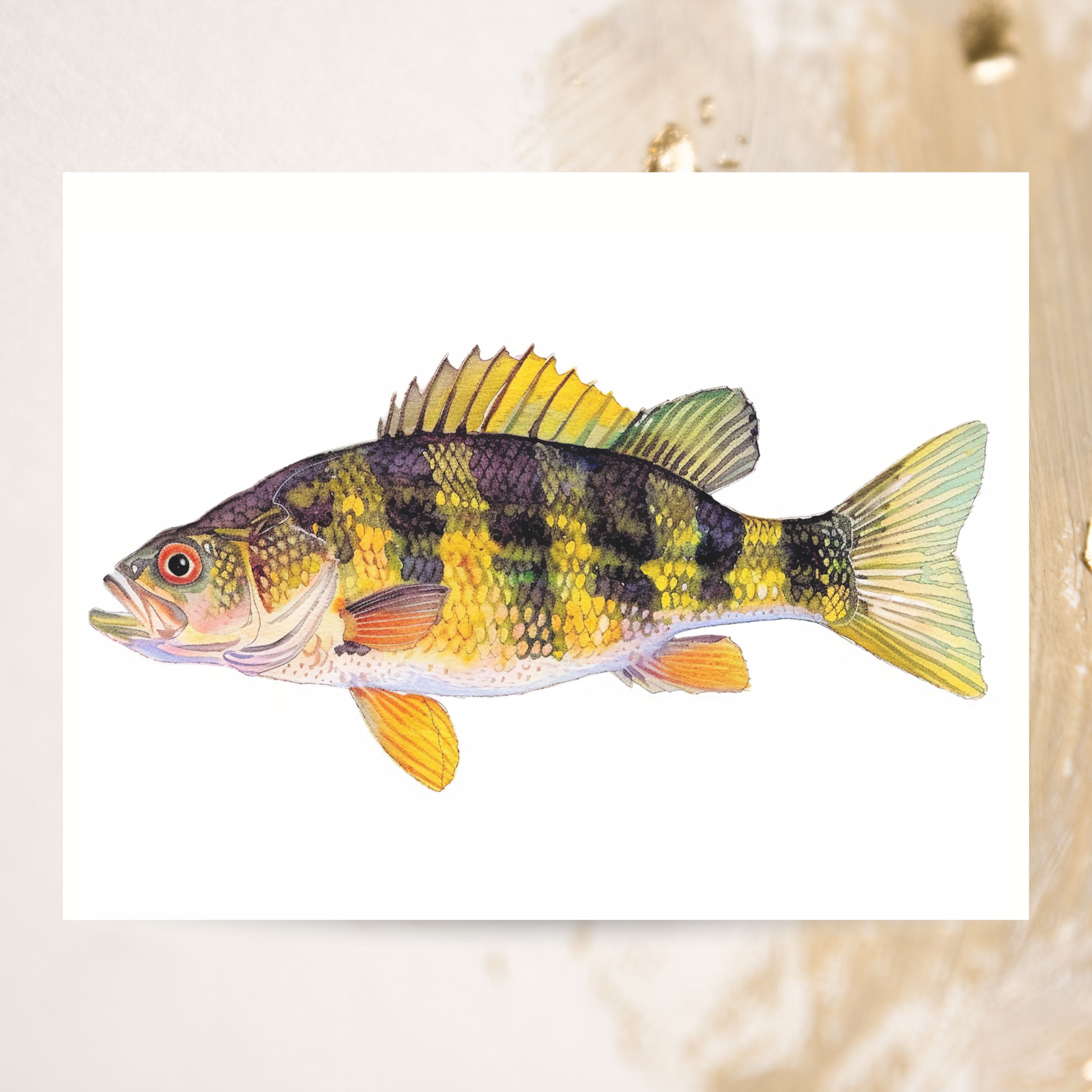 Freshwater Delight Yellow Perch, Vibrant Fish Greeting Card, Perfect for Anglers and Nature Lovers, Note Card, All Occasion, Birthday Card, Invitations
