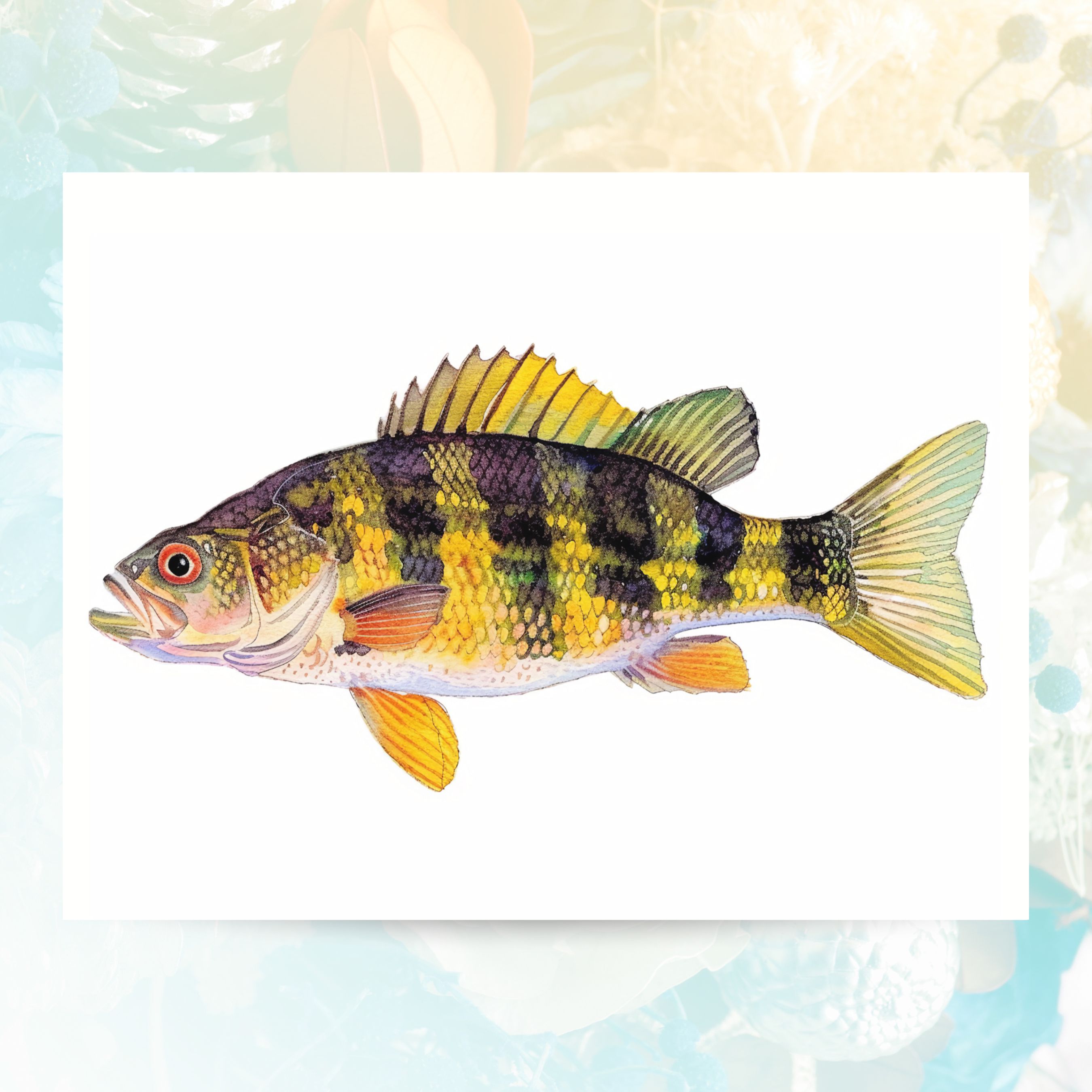 Freshwater Delight Yellow Perch, Vibrant Fish Greeting Card, Perfect for Anglers and Nature Lovers, Note Card, All Occasion, Birthday Card, Invitations
