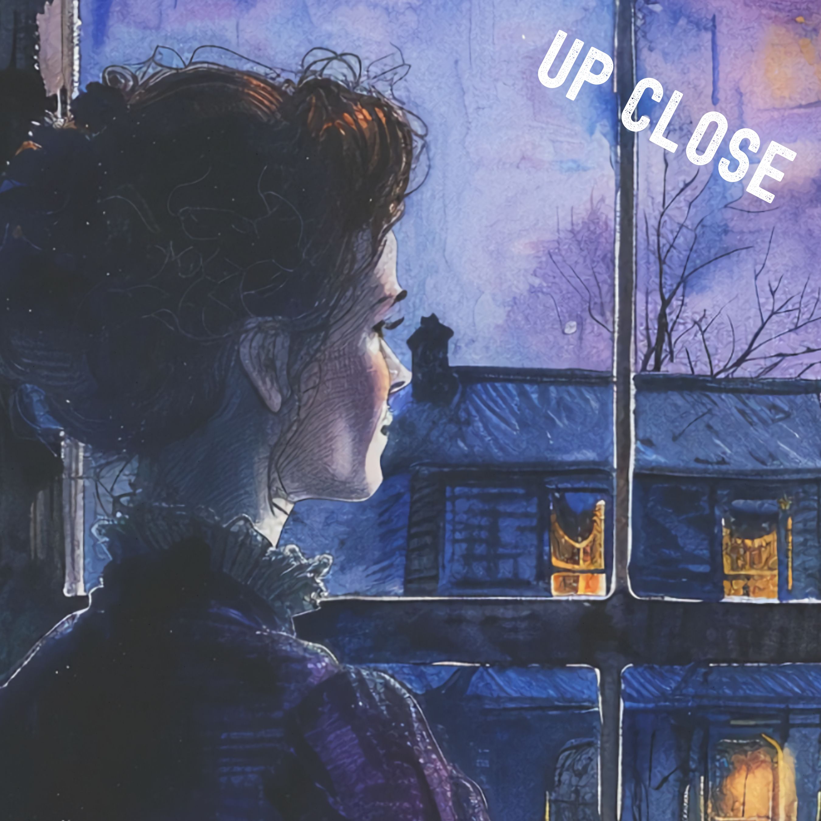 Gothic Victorian Mystery, Moonlit Haunt, Eerie Night Scene, Watercolor Art Print, Original Artwork Print