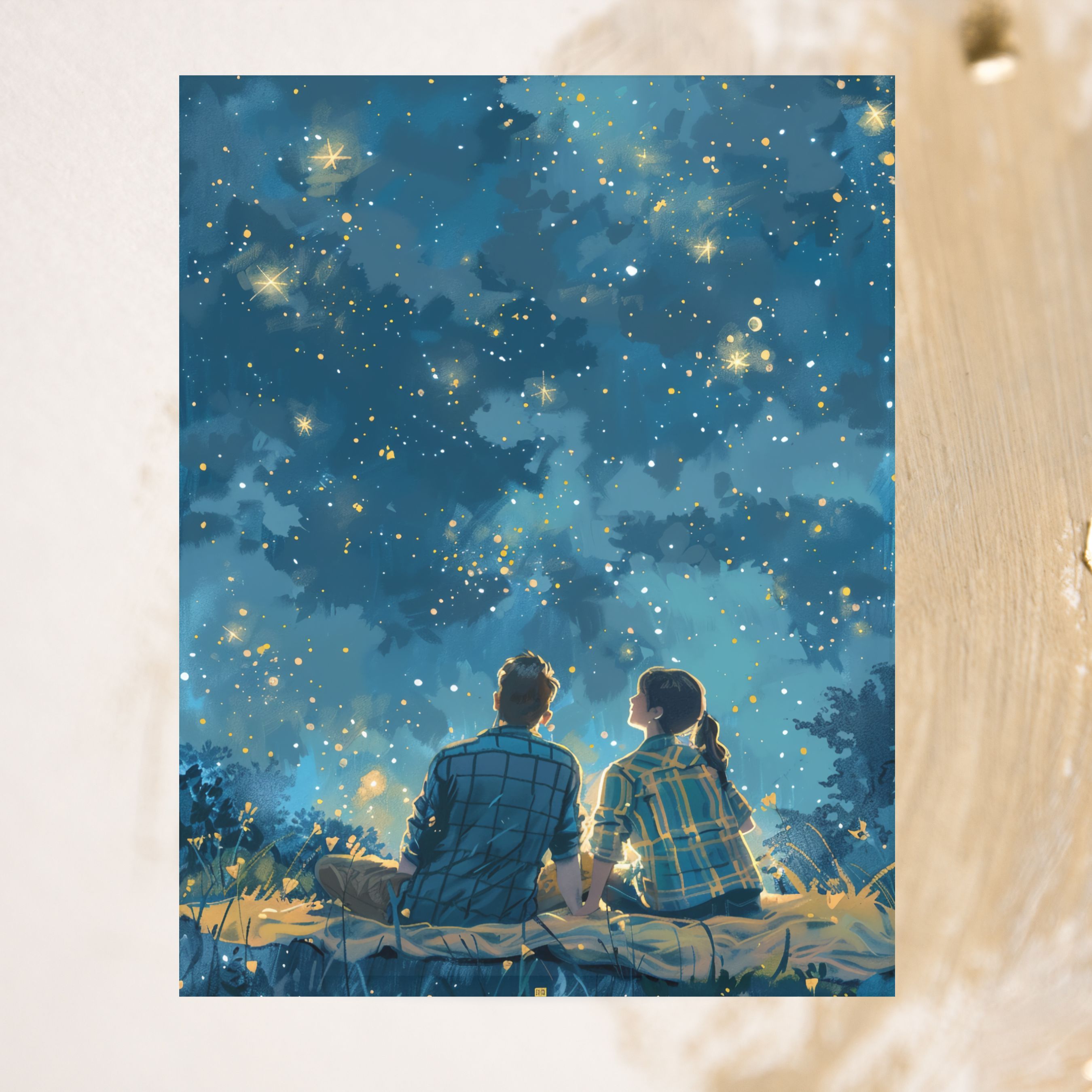 Field of Stars Romantic Night Under the Stars, Watercolor Card, Note, Thank You, Birthday Card, Invitations, Anniversary