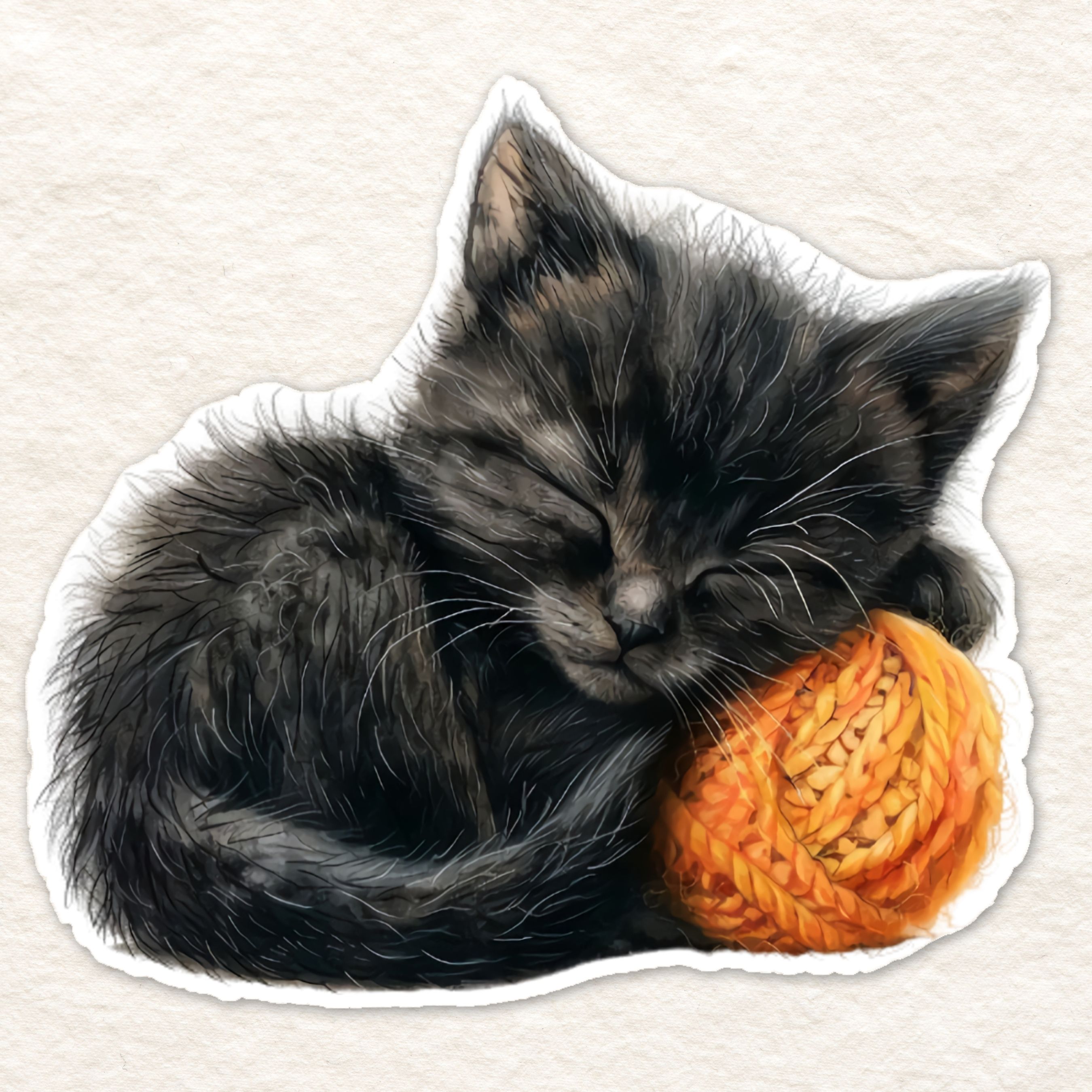 Murder Mittens Vinyl Sticker, Watercolor Art, Weatherproof, Cute Kitten with Yarn, Funny Cat Sticker, Handmade Stickers