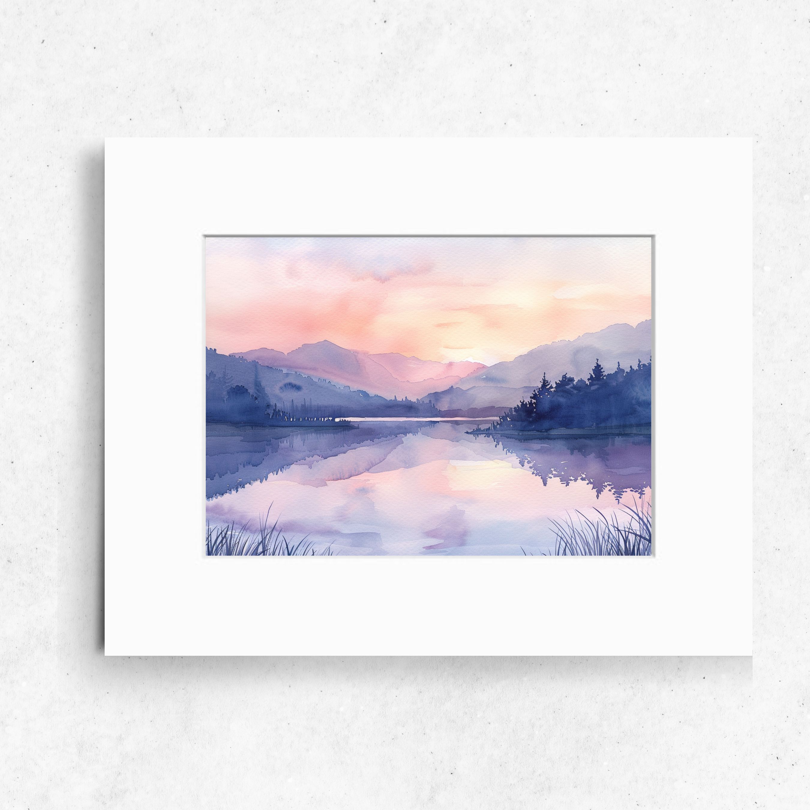 Sunset Glow, Watercolor Mountains, Evening Reflections, Serene Sunset, Watercolor Landscape, Original Art