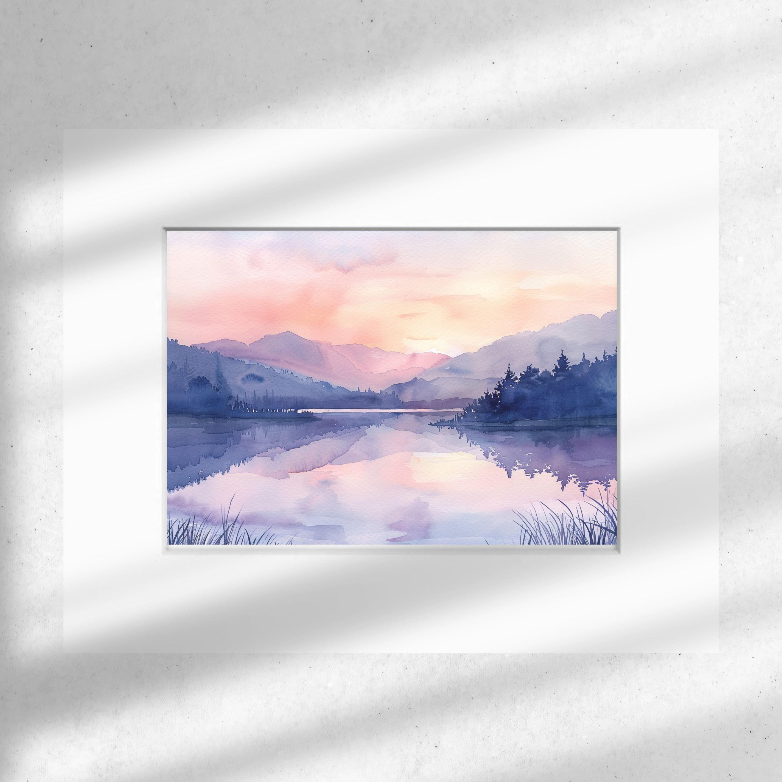 Sunset Glow, Watercolor Mountains, Evening Reflections, Serene Sunset, Watercolor Landscape, Original Art