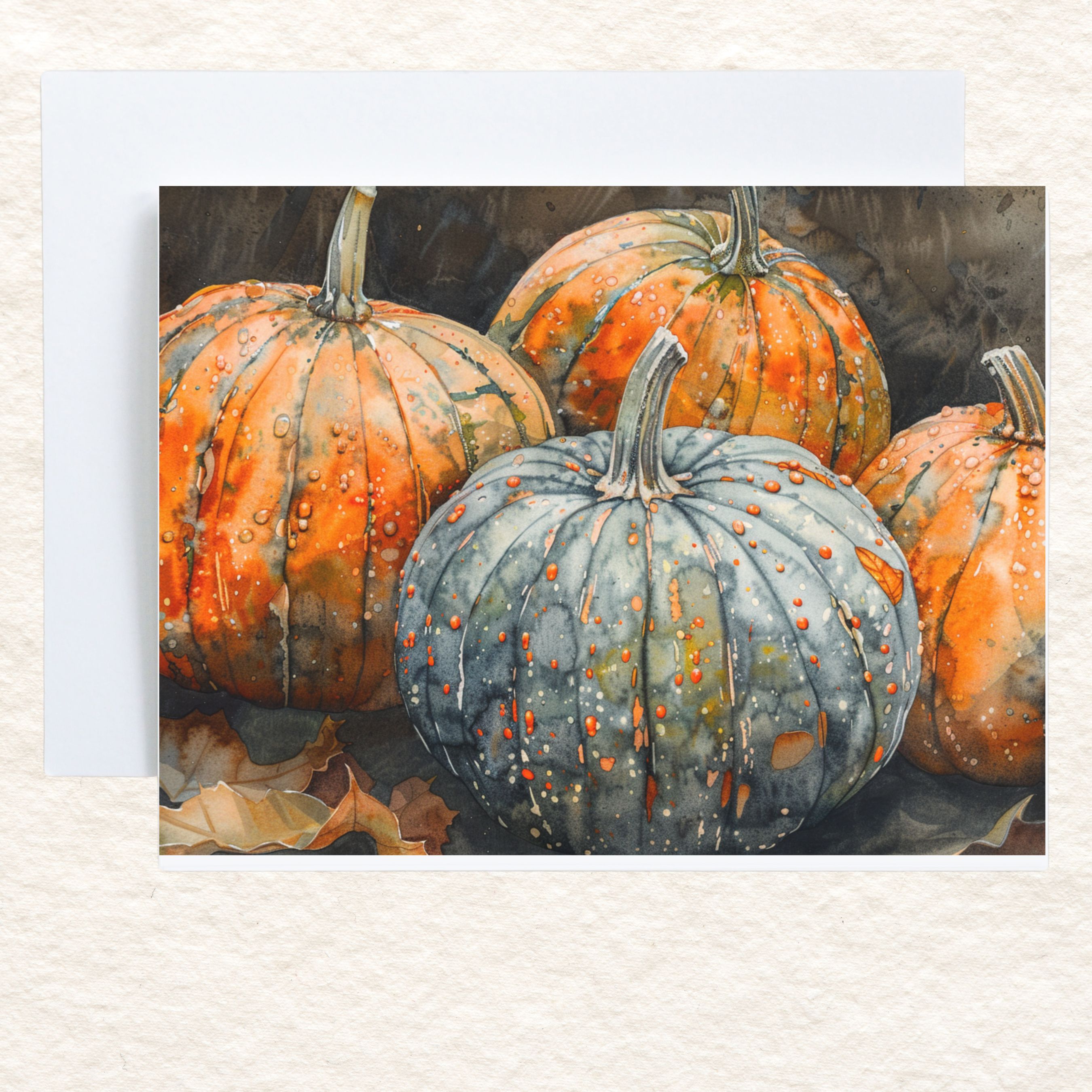 Harvest Harmony, Watercolor Pumpkin Quartet, Seasonal Greetings, Watercolor Card, Note, Thank You, Birthday Card, Invitations, Anniversary