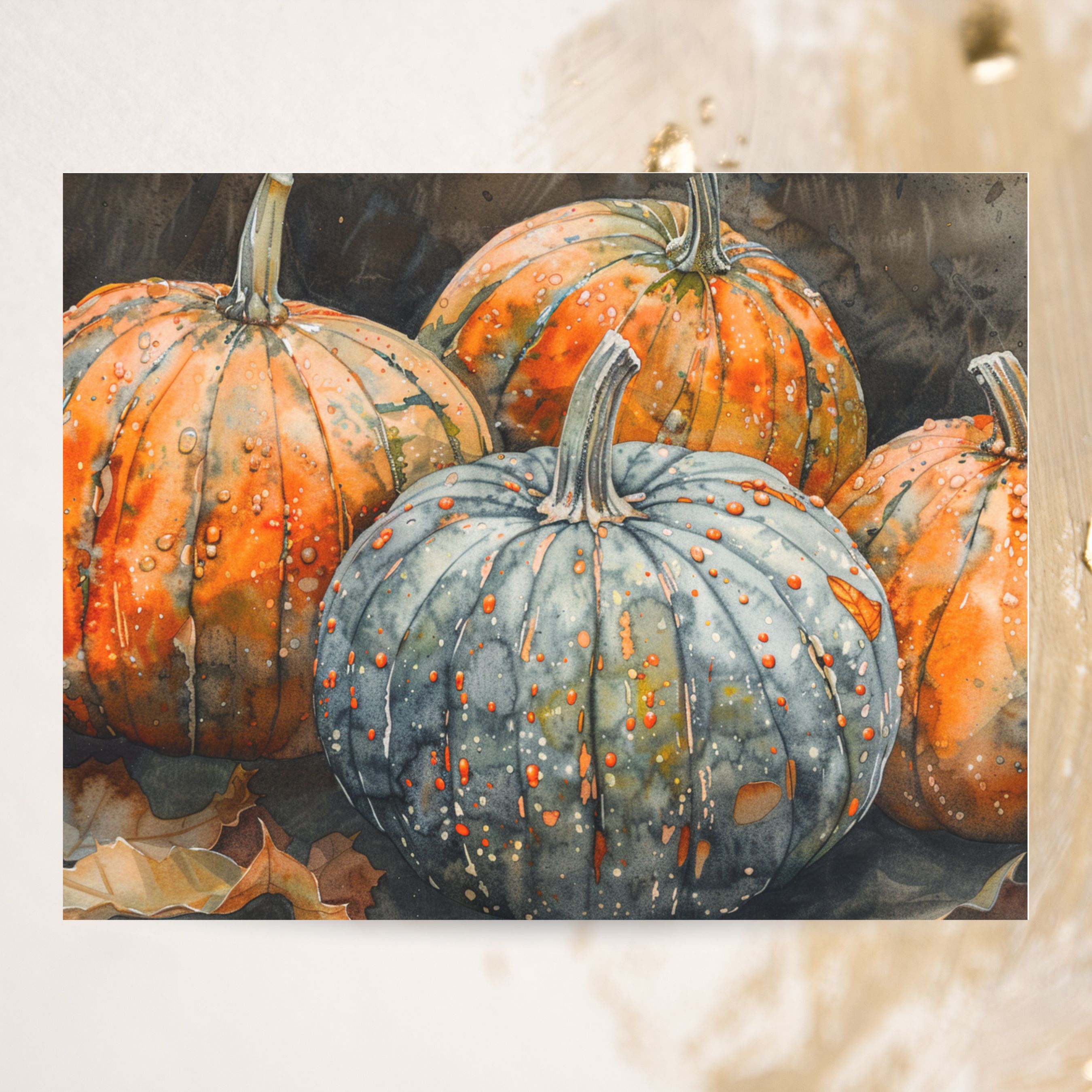 Harvest Harmony, Watercolor Pumpkin Quartet, Seasonal Greetings, Watercolor Card, Note, Thank You, Birthday Card, Invitations, Anniversary