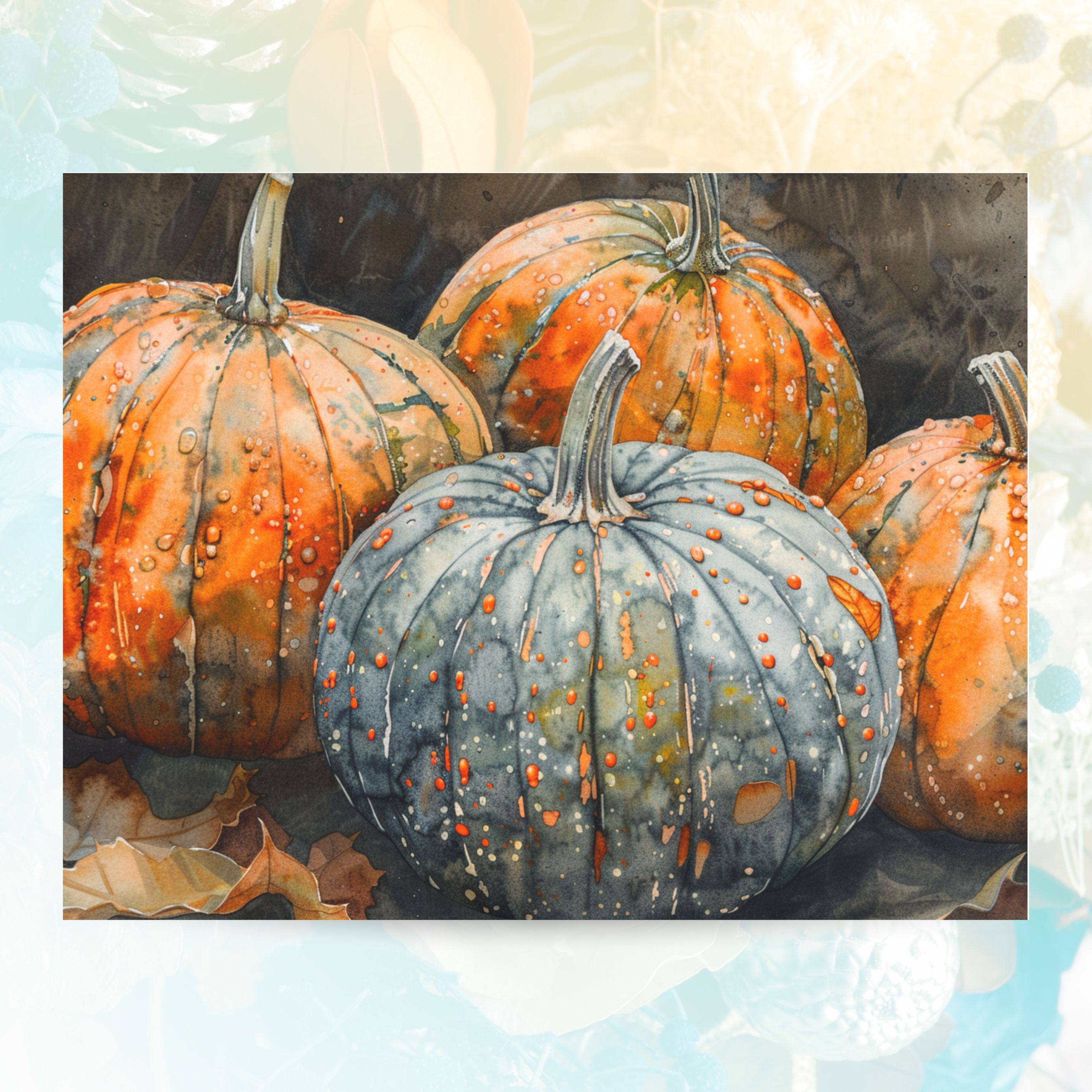 Harvest Harmony, Watercolor Pumpkin Quartet, Seasonal Greetings, Watercolor Card, Note, Thank You, Birthday Card, Invitations, Anniversary