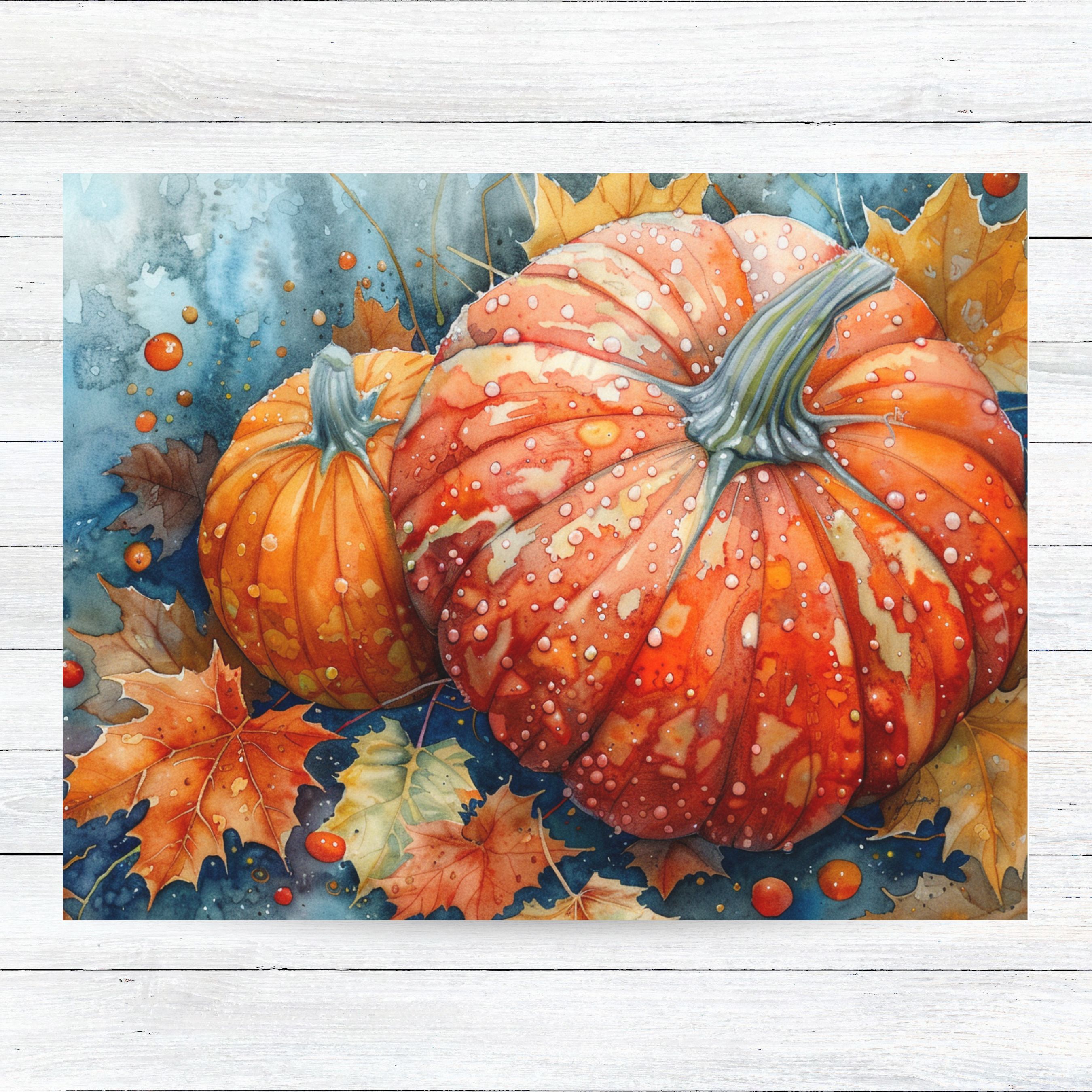 Golden Bounty, Autumn Pumpkin Watercolor, Fall Harvest Celebrations, Watercolor Card, Note, Thank You, Birthday Card, Invitations, Anniversary