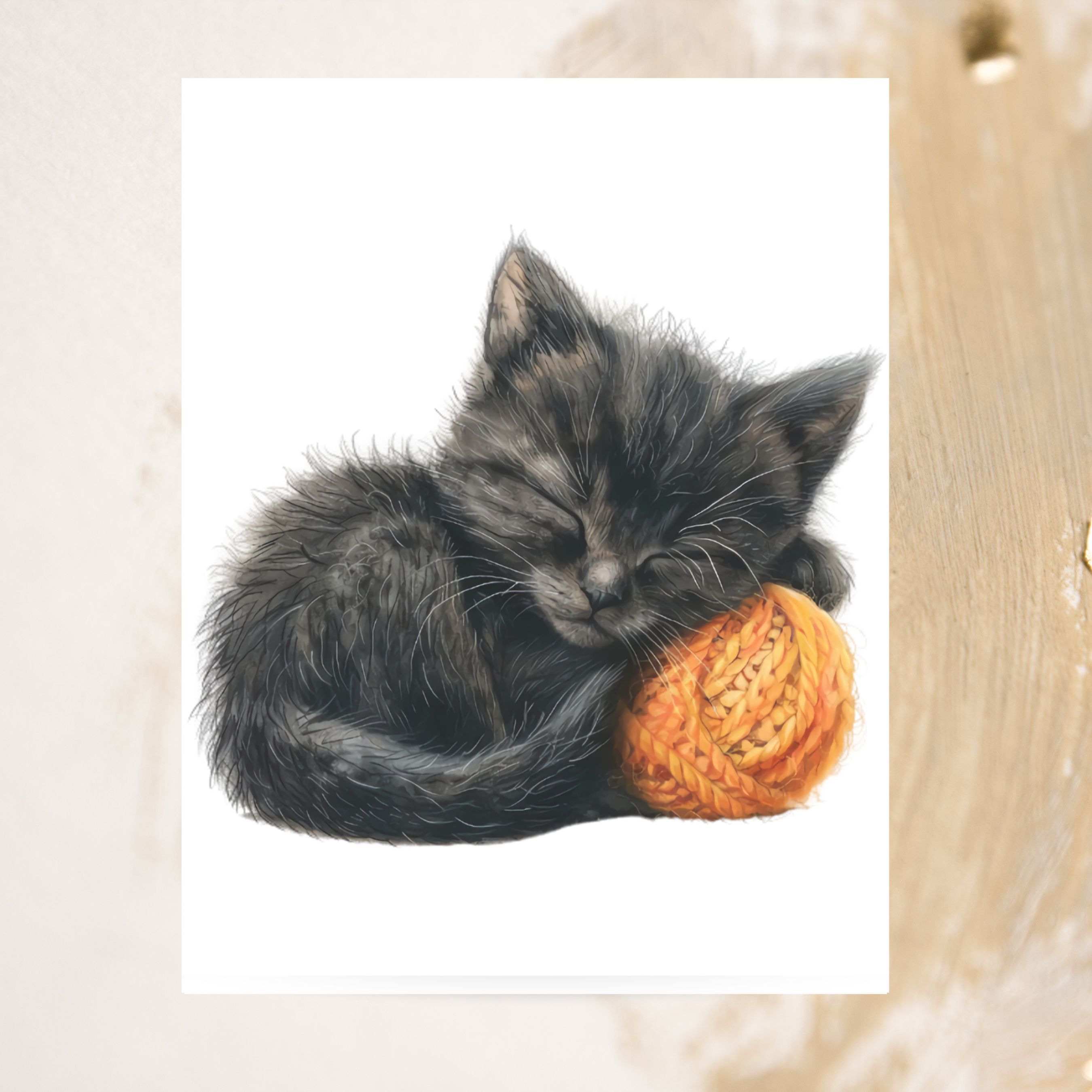 Black Bombay Kitten Card, Pet Parent, Thank You, Note, Birthday, Invitation, Anniversary, Watercolor Greeting Card