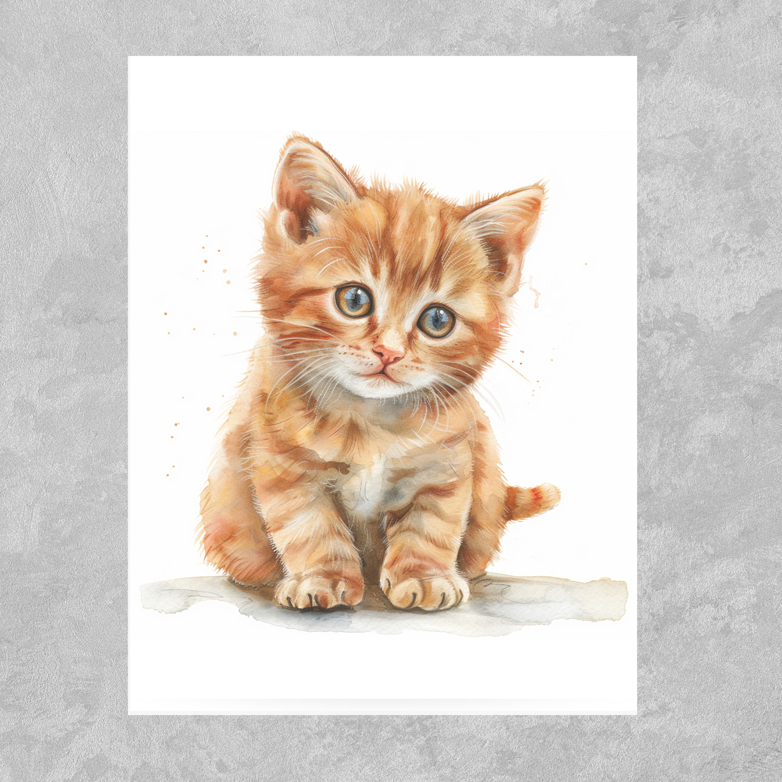 Ginger Orange Tabby Kitten Card, Pet Parent, Thank You, Note, Birthday, Invitation, Anniversary, Watercolor Greeting Card
