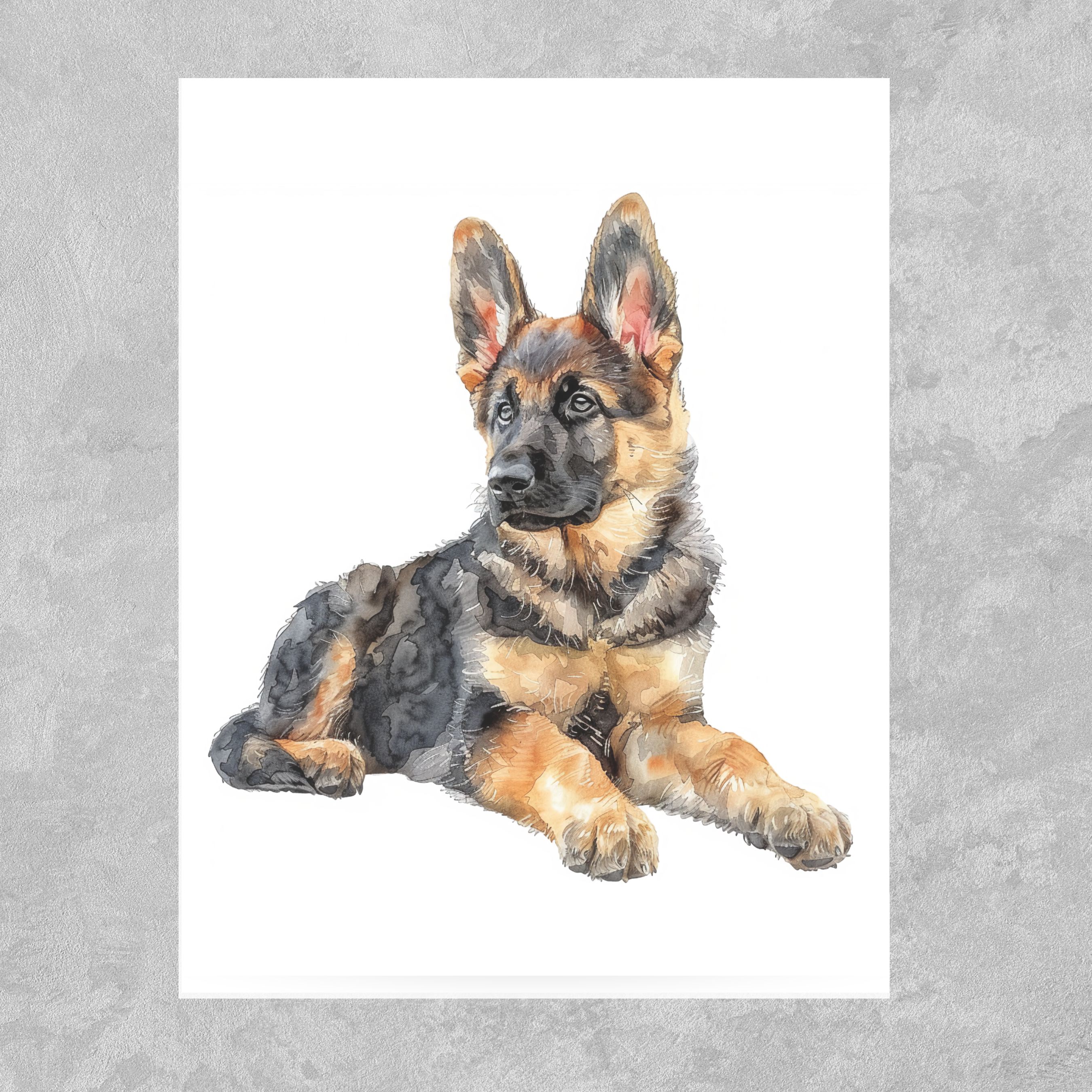 Charming German Shepherd Puppy, Pet Parent, Thank You, Note, Birthday, Invitation, Anniversary, Watercolor Greeting Card