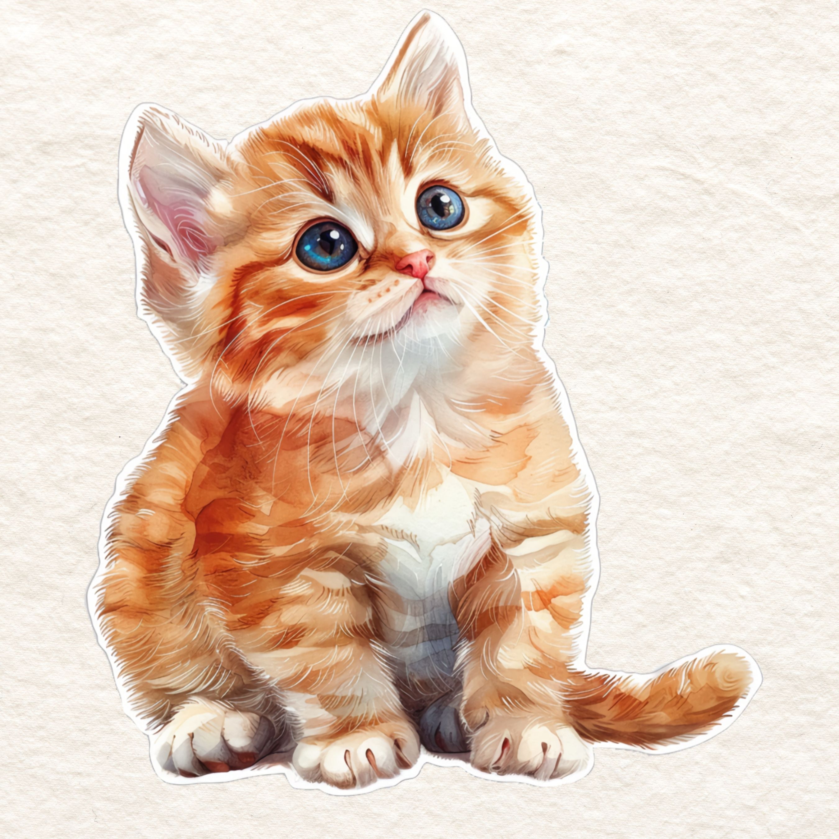 Ginger Murder Mittens Vinyl Sticker, Watercolor Art, Weatherproof, Cute Orange Tabby Kitten, Funny Cat Sticker, Handmade Stickers