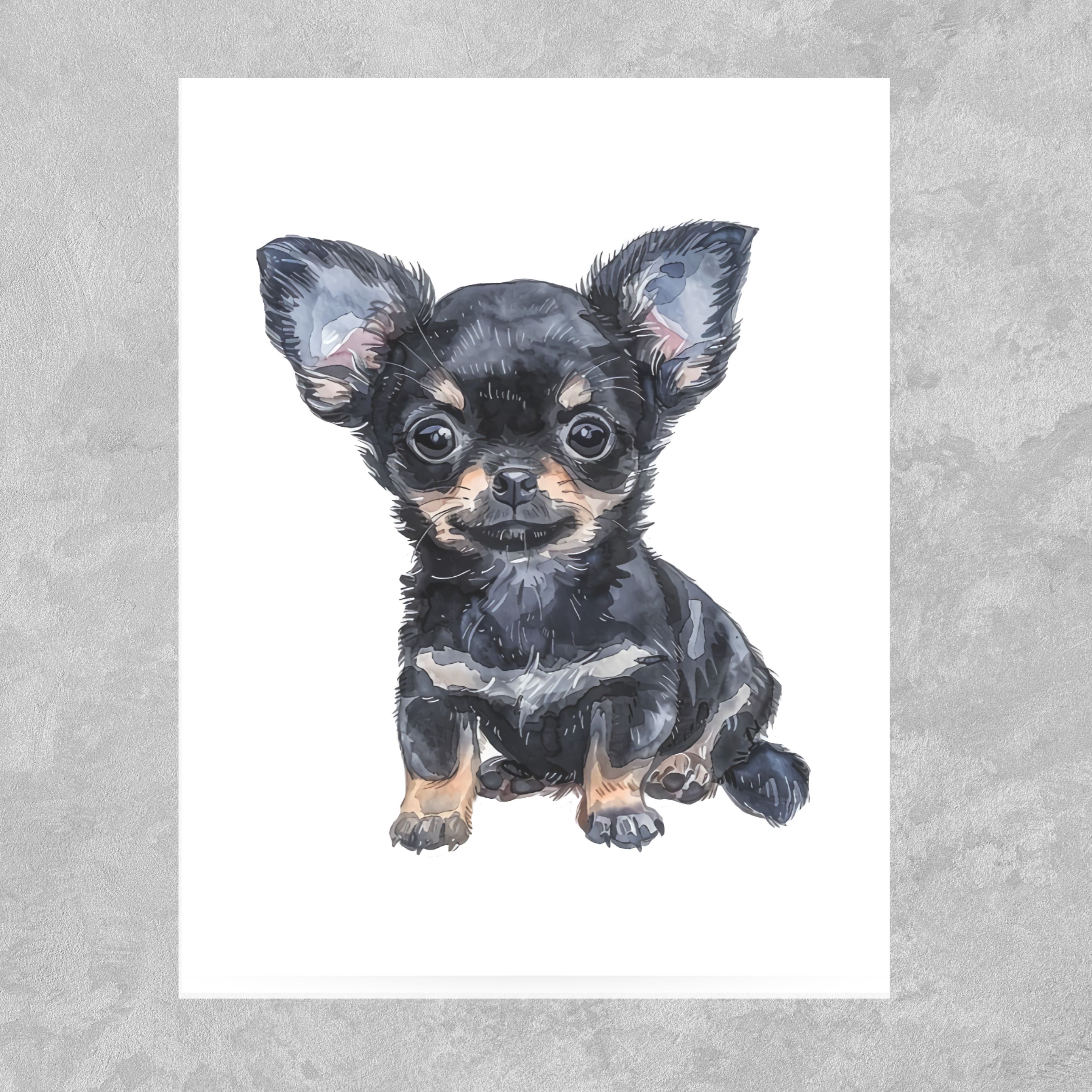 Chihuahua Puppy Card, Pet Parent, Thank You, Note, Birthday, Invitation, Anniversary, Watercolor Greeting Card