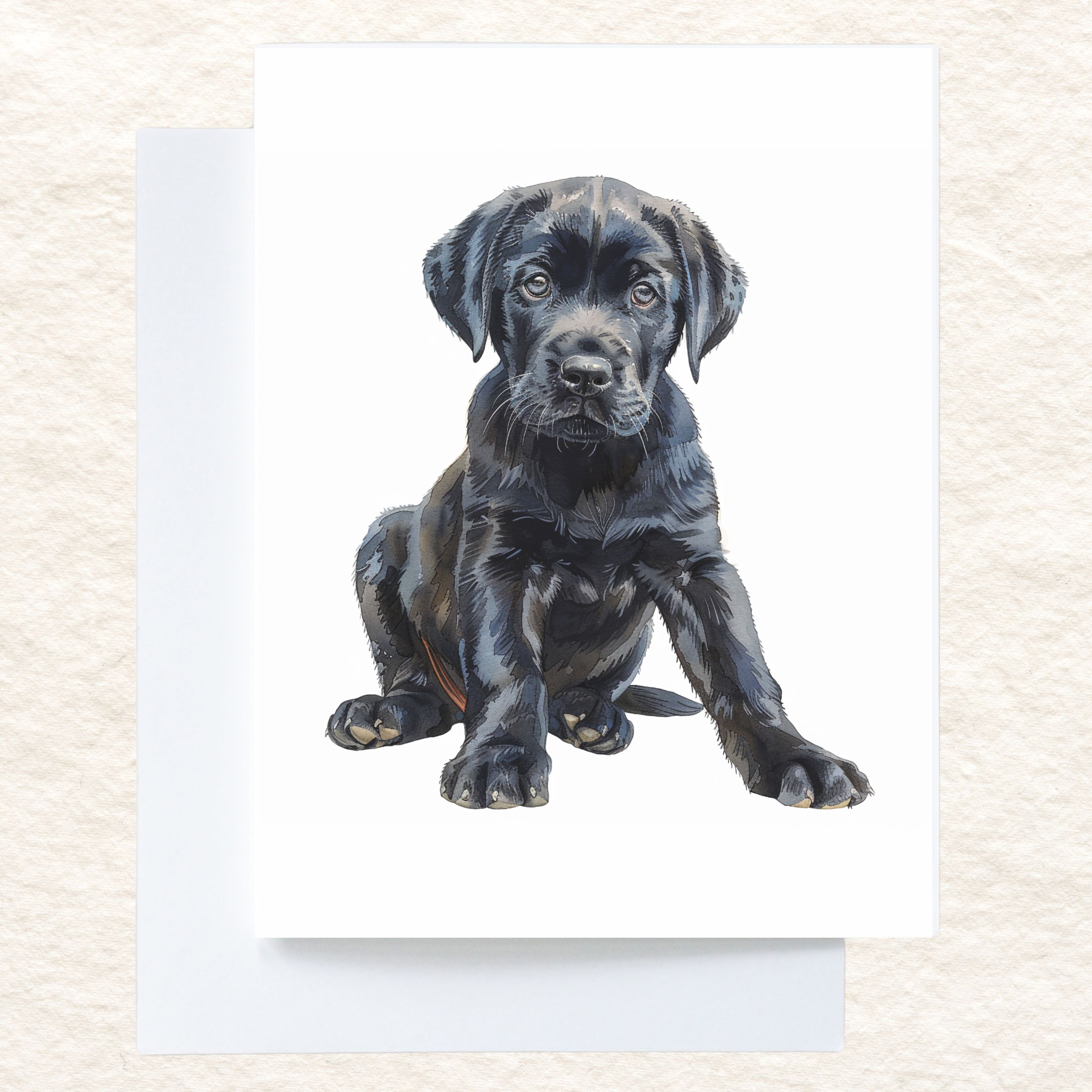 Black Labrador Retriever Puppy Card , Pet Parent, Thank You, Note, Birthday, Invitation, Anniversary, Watercolor Greeting Card