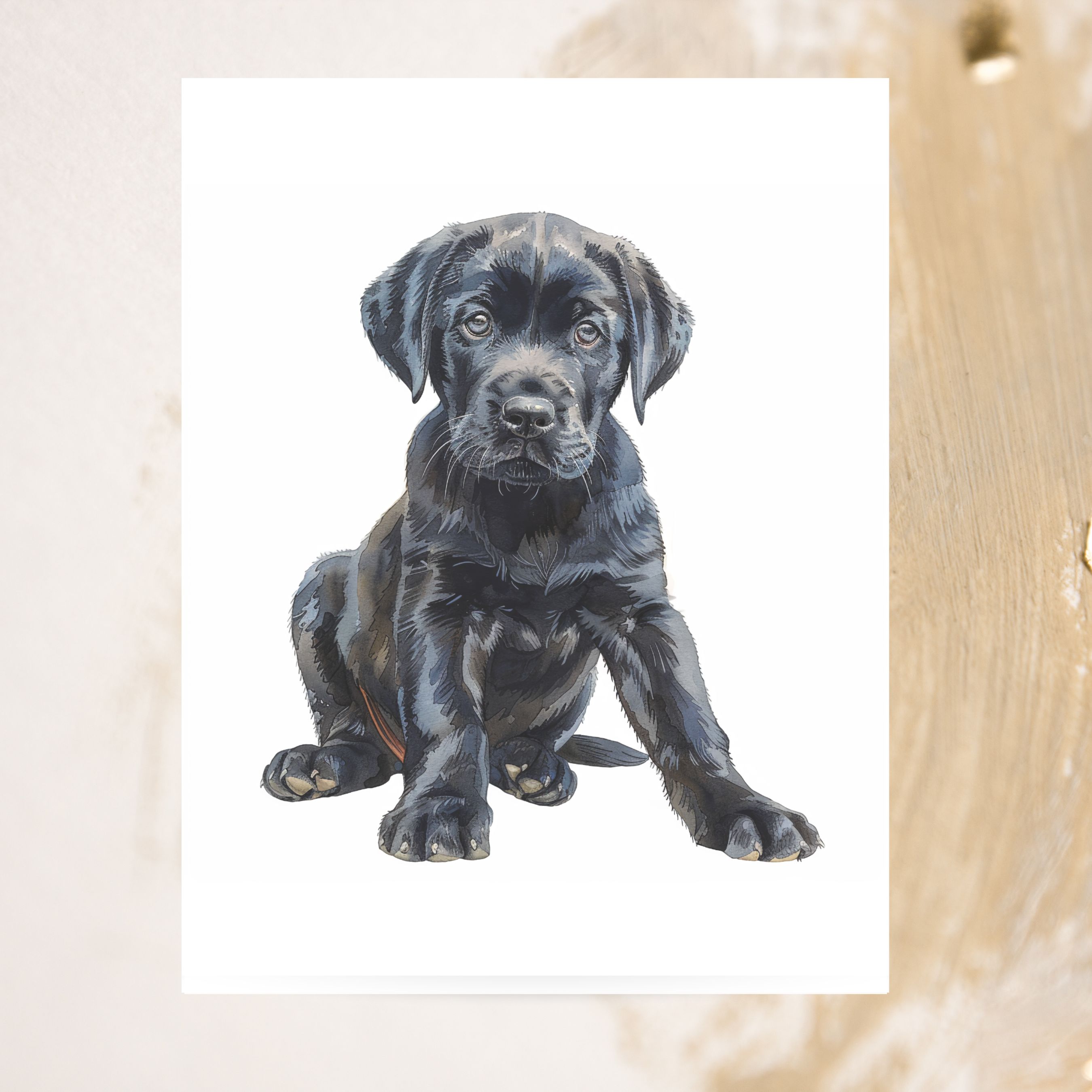 Black Labrador Retriever Puppy Card , Pet Parent, Thank You, Note, Birthday, Invitation, Anniversary, Watercolor Greeting Card
