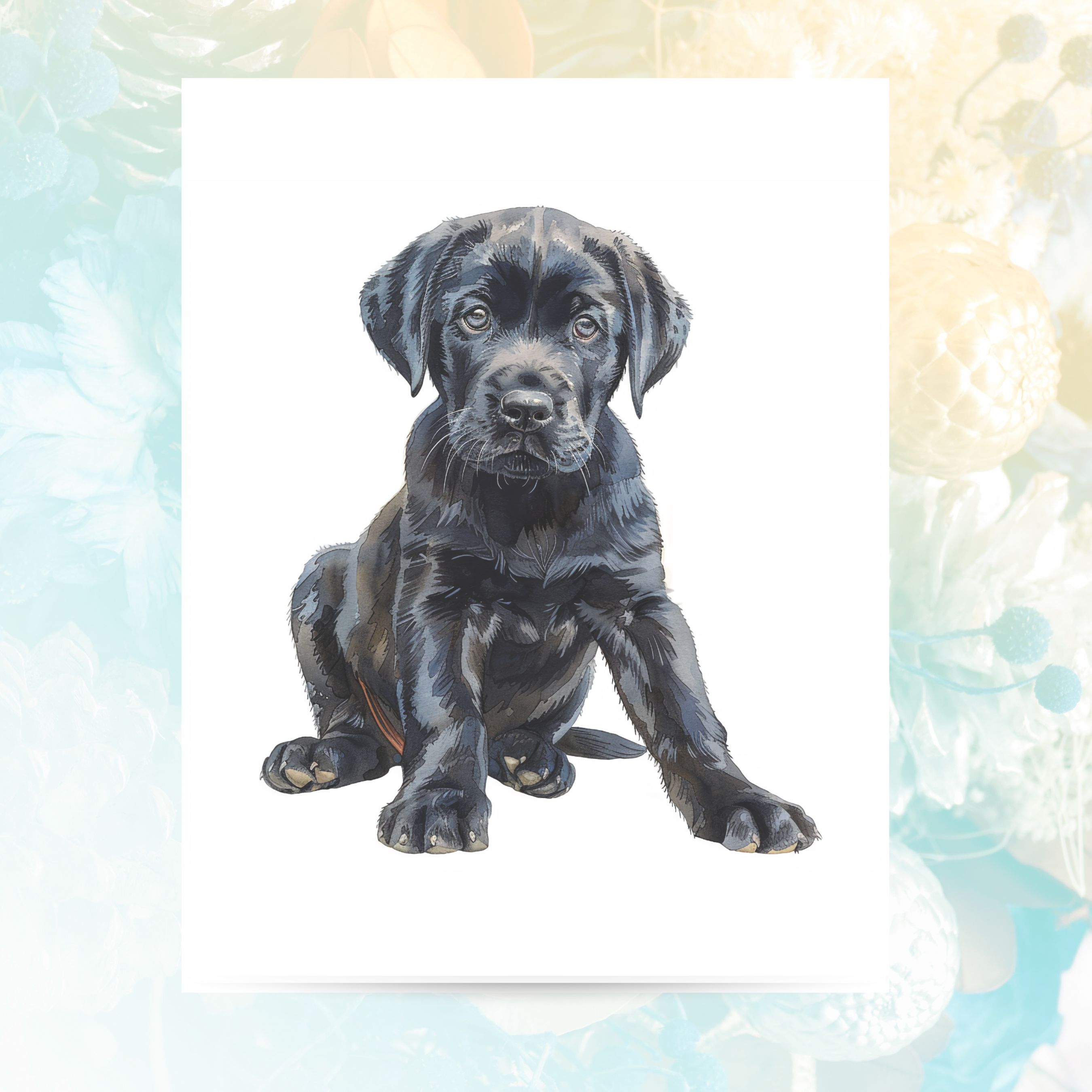 Black Labrador Retriever Puppy Card , Pet Parent, Thank You, Note, Birthday, Invitation, Anniversary, Watercolor Greeting Card