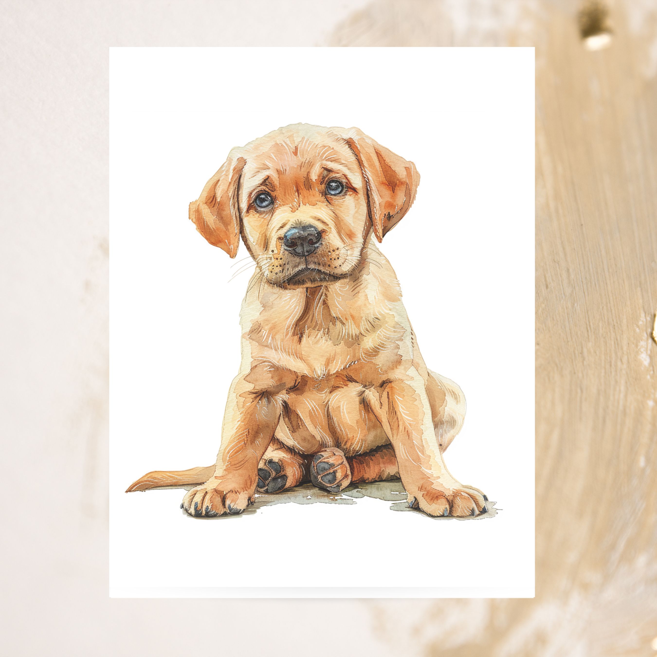 Golden Labrador Retriever Puppy Card, Pet Parent, Thank You, Note, Birthday, Invitation, Anniversary, Watercolor Greeting Card