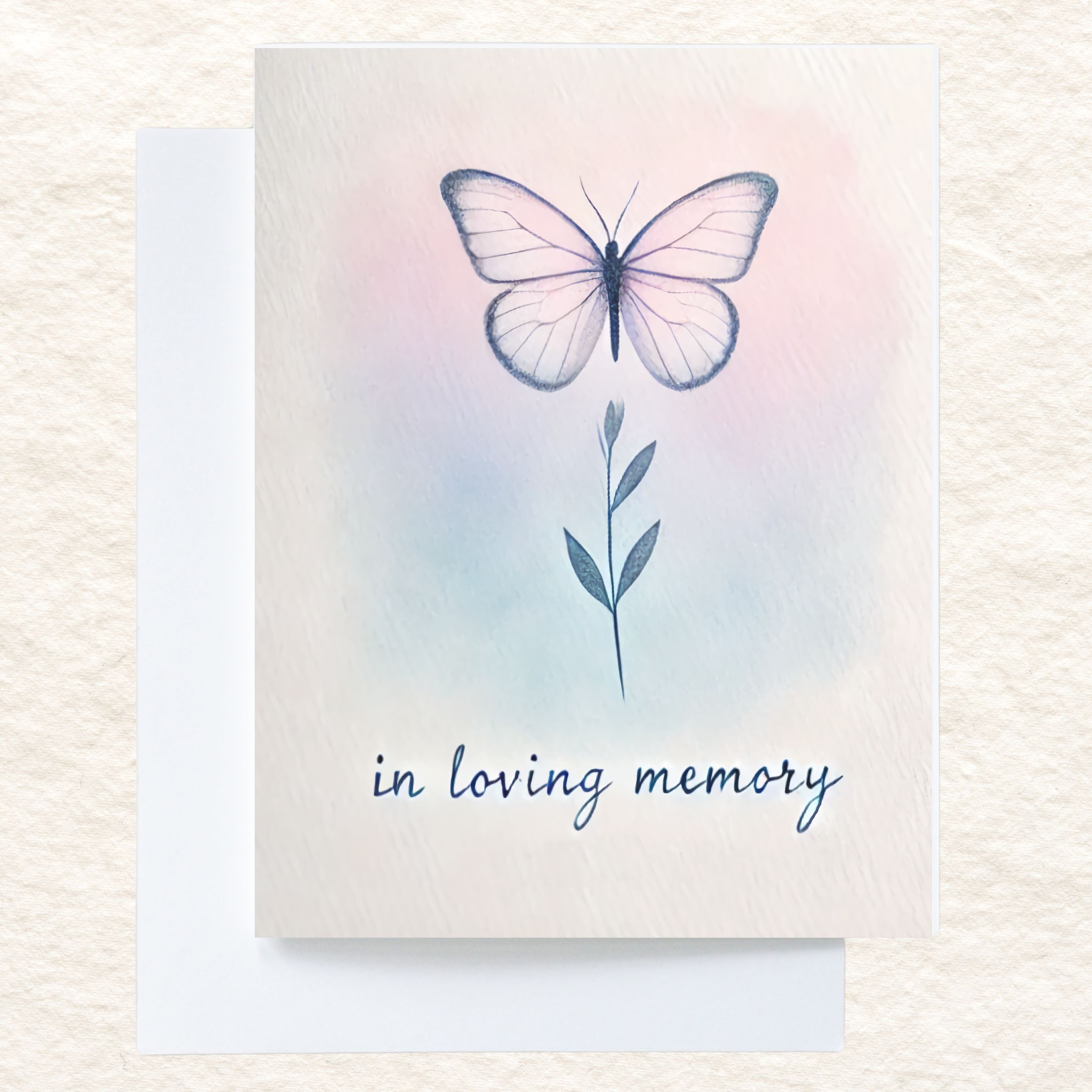 Delicate Butterfly Watercolor Sympathy Card, Note, Handmade Card, Condolence, Bereavement, In Loving Memory