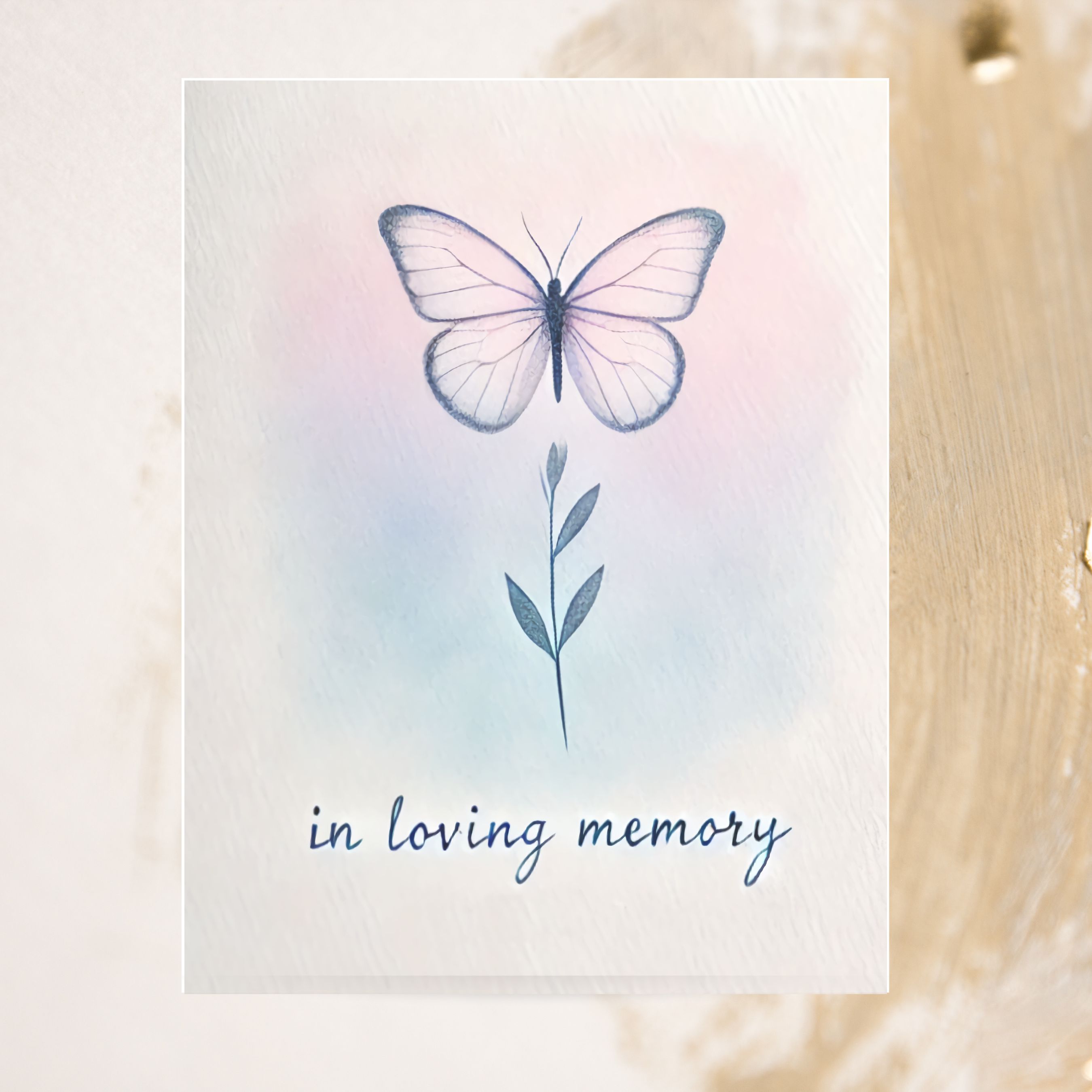 Delicate Butterfly Watercolor Sympathy Card, Note, Handmade Card, Condolence, Bereavement, In Loving Memory