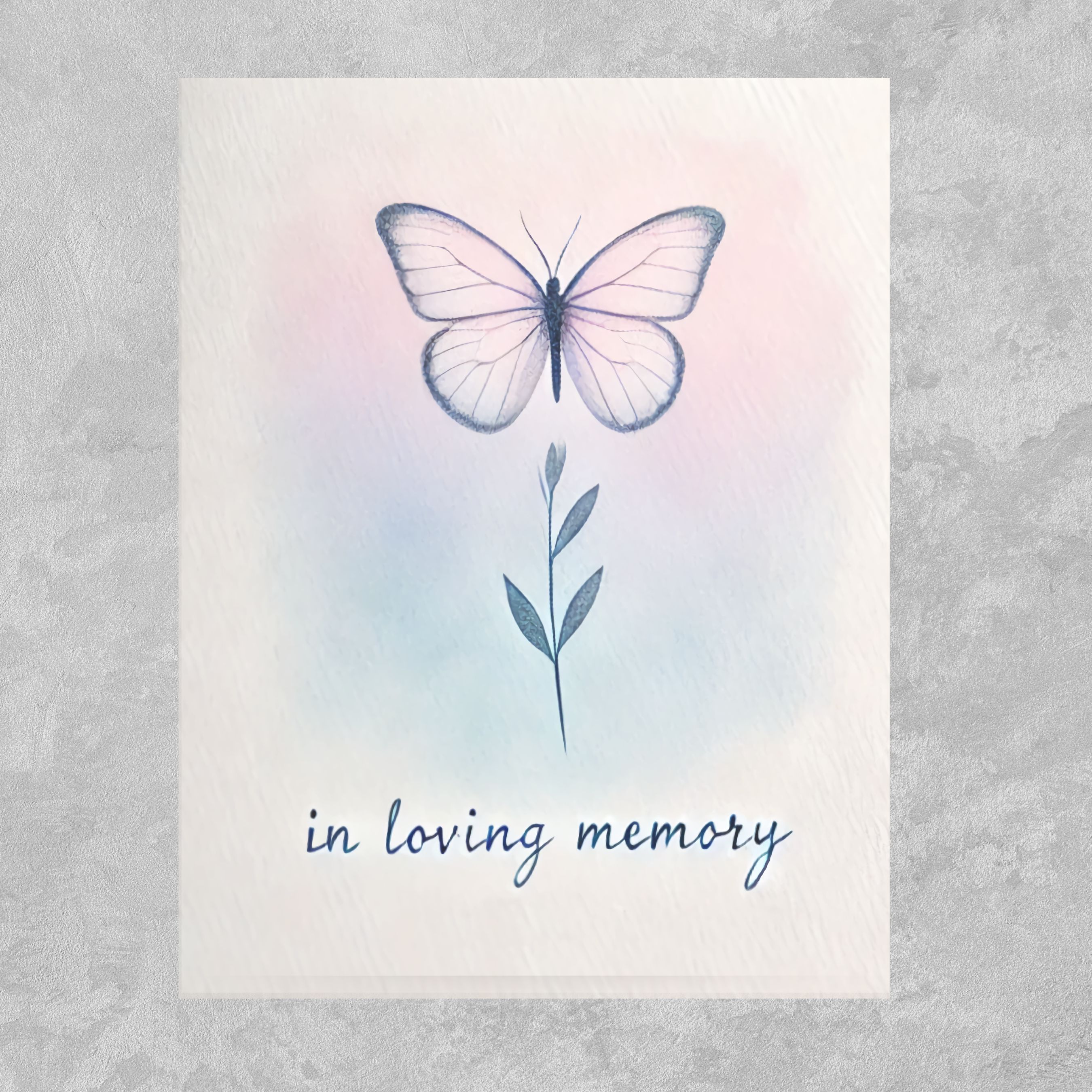 Delicate Butterfly Watercolor Sympathy Card, Note, Handmade Card, Condolence, Bereavement, In Loving Memory