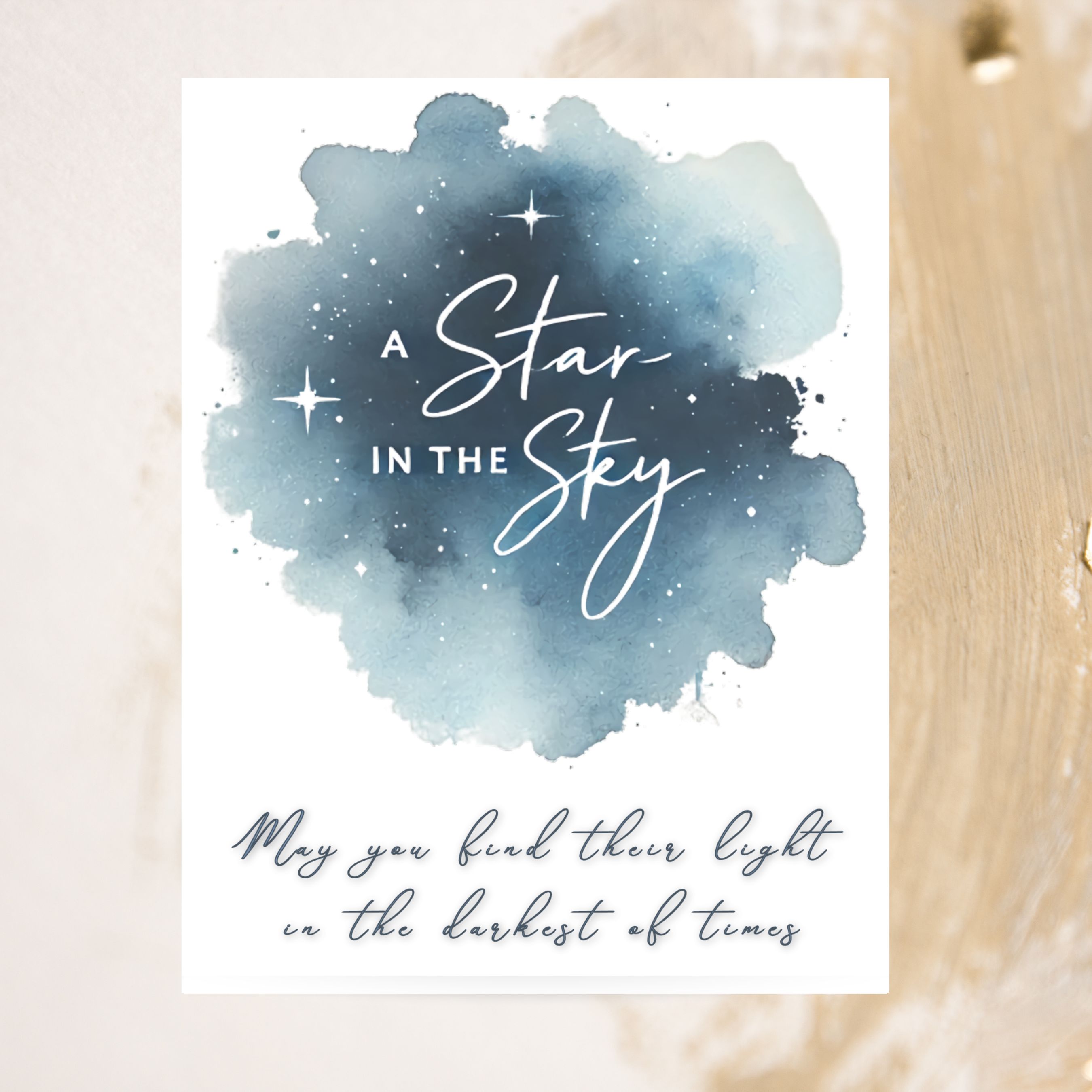 A Star in the Sky Sympathy Card, Memorial, Condolence, Grief Support, Miscarriage, Loss of Child