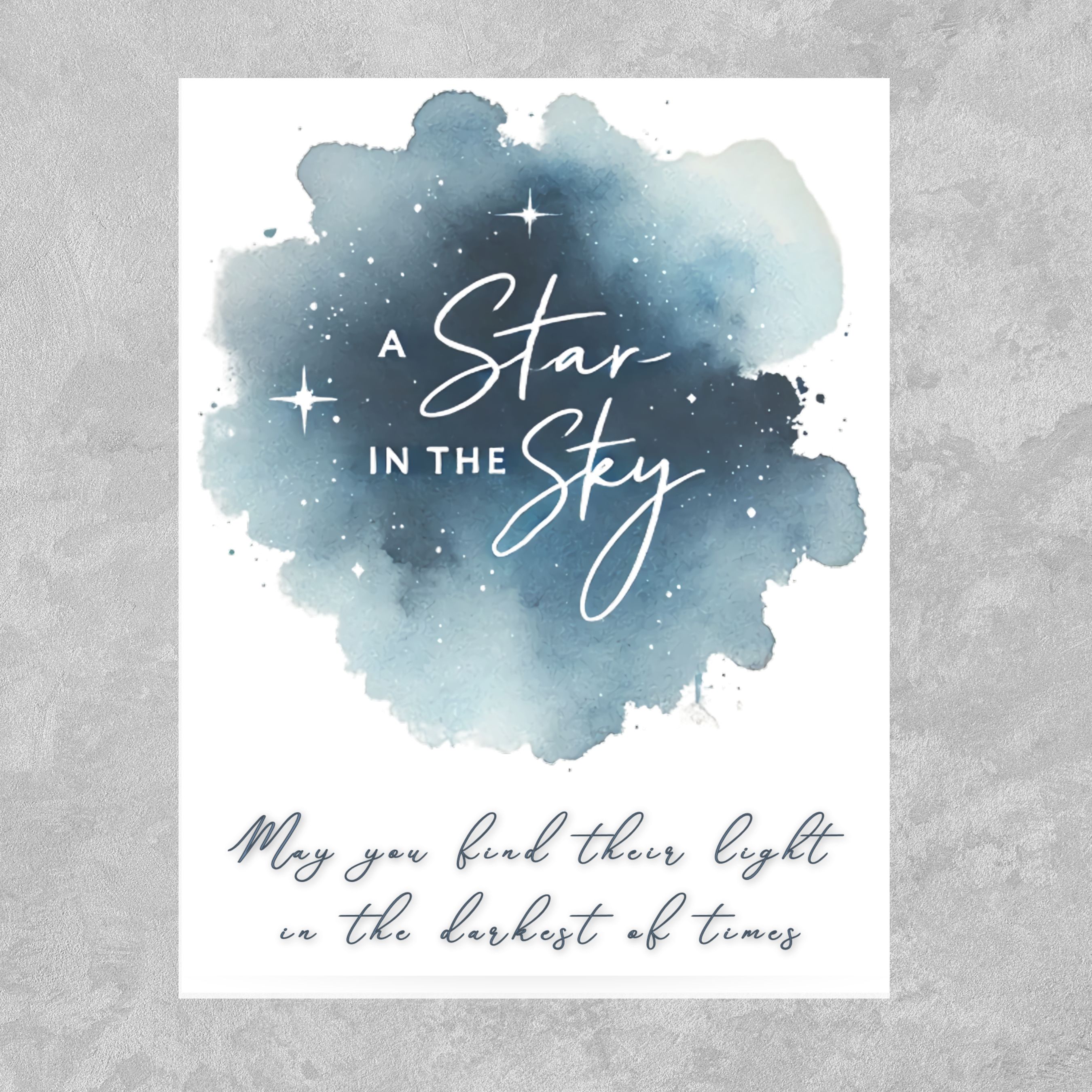A Star in the Sky Sympathy Card, Memorial, Condolence, Grief Support, Miscarriage, Loss of Child