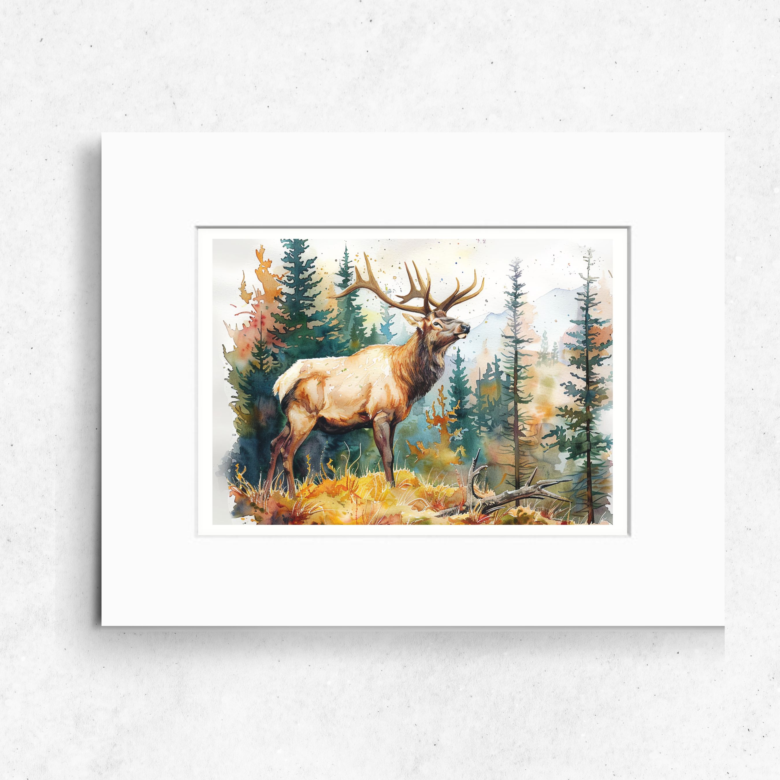 Majestic Elk Watercolor Art Print, High Quality Art Print, Original Art