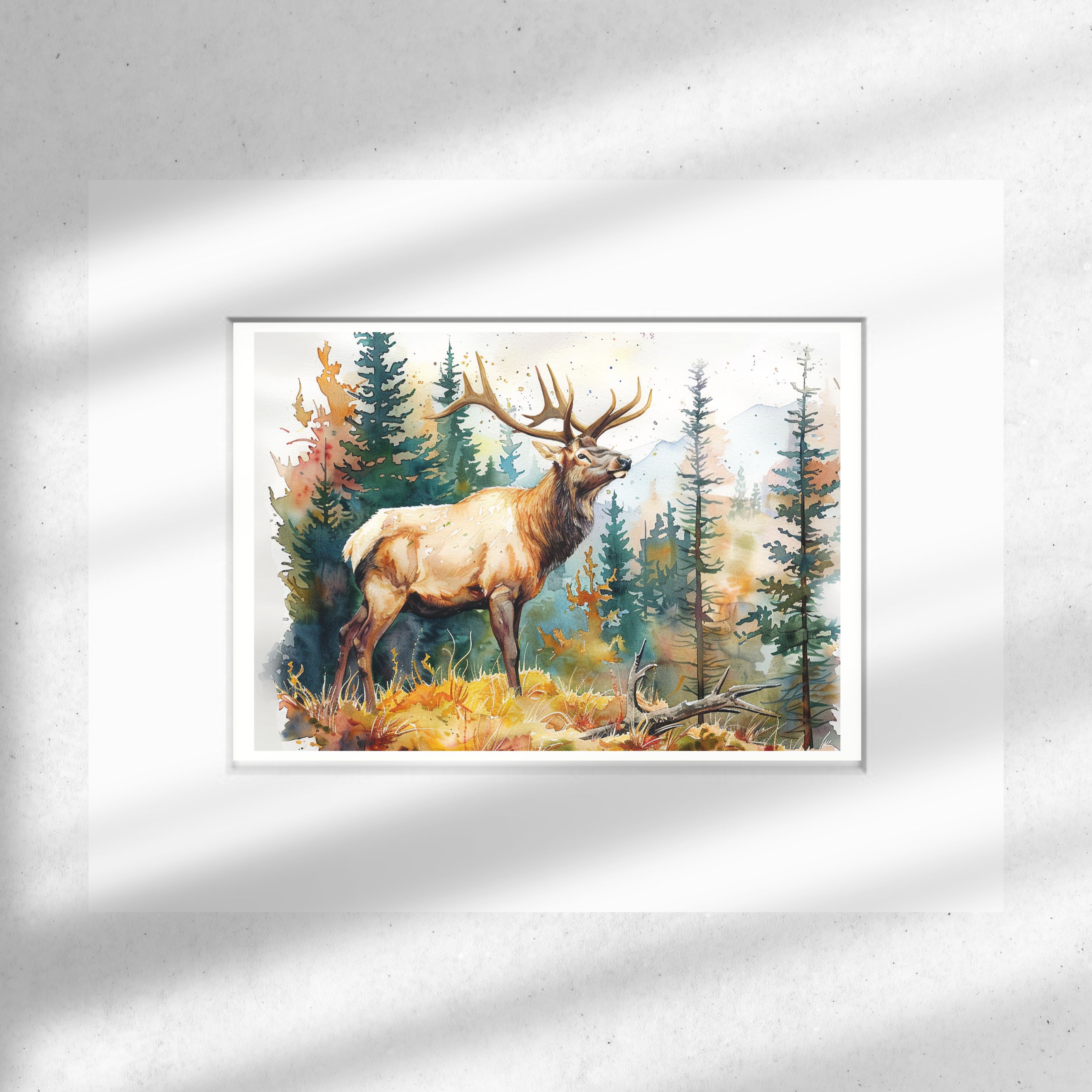 Majestic Elk Watercolor Art Print, High Quality Art Print, Original Art